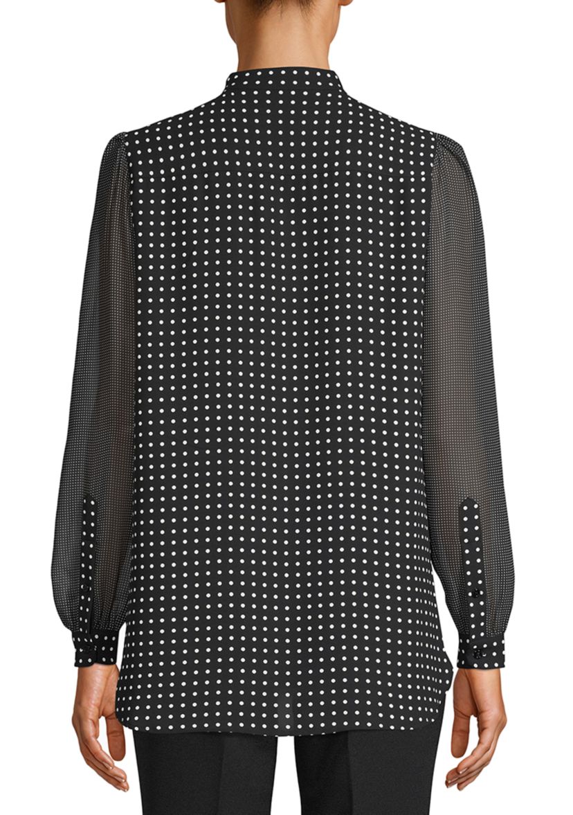 Womens Long Sleeve Mini Dot Blouse