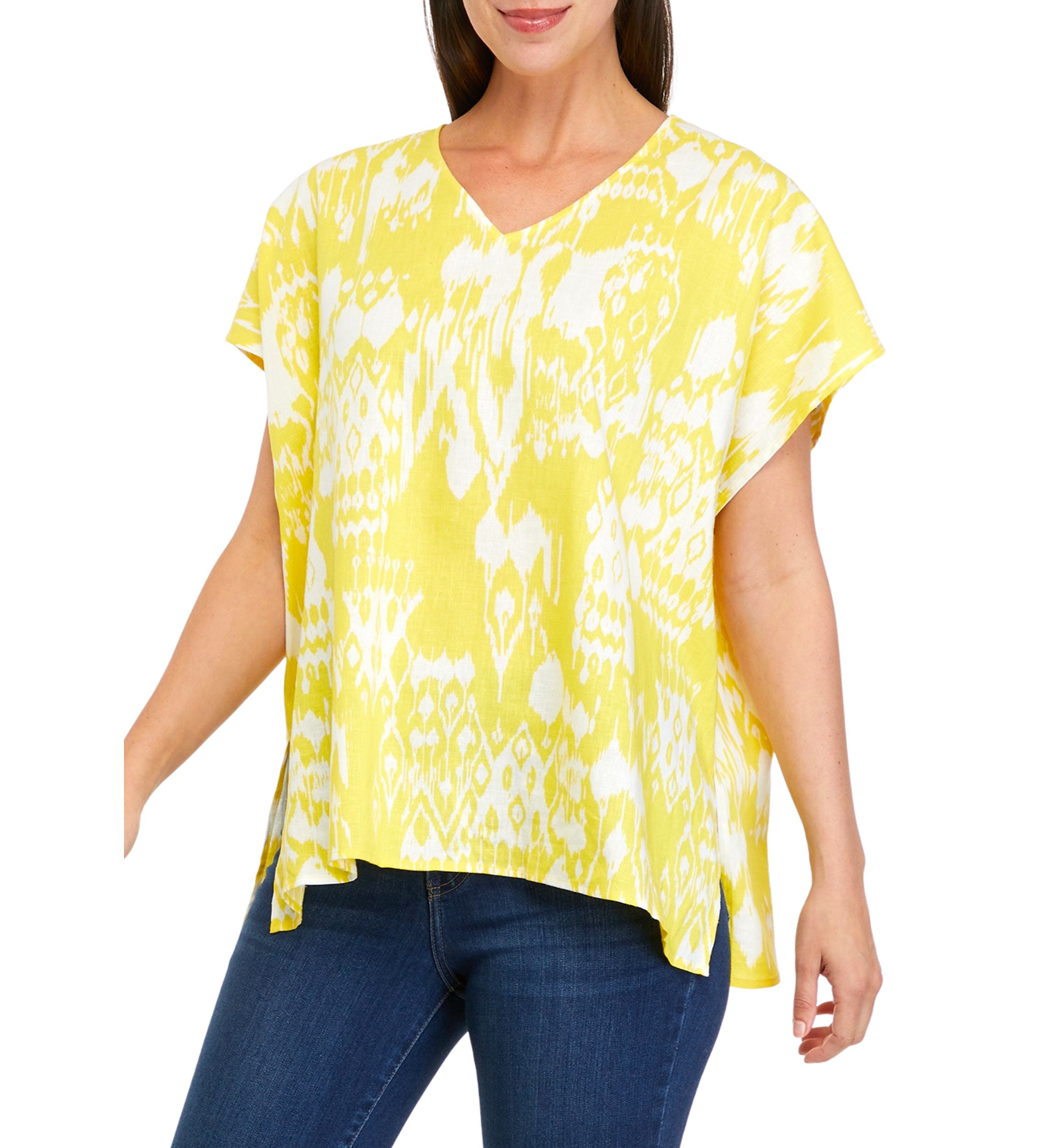 Womens Printed V-Neck Kaftan Top 