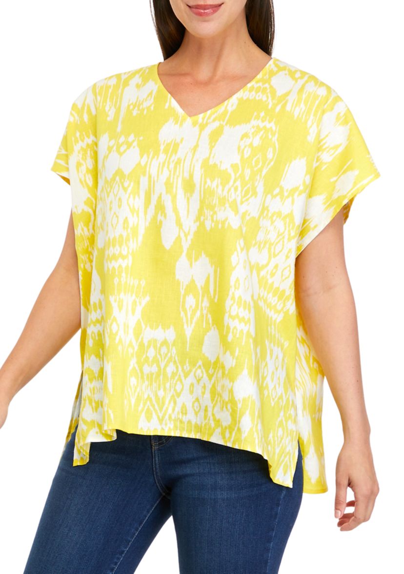 Womens Printed V-Neck Kaftan Top 