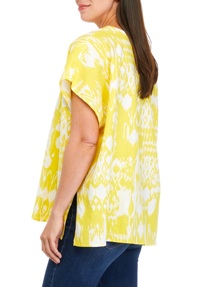 Womens Printed V-Neck Kaftan Top 