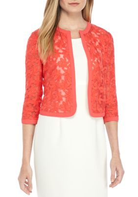 anne klein broderie cropped lace cardigan