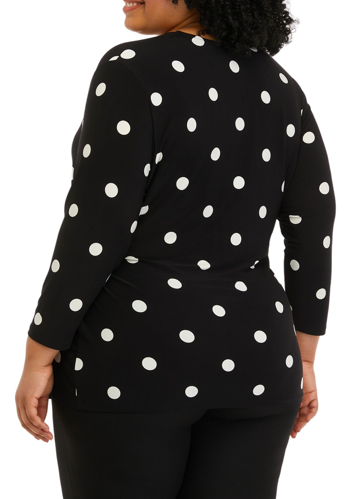 Plus Size Printed 3/4 Sleeve Wrap Top