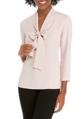 Anne Klein Women's V-Neck Bow Blouse