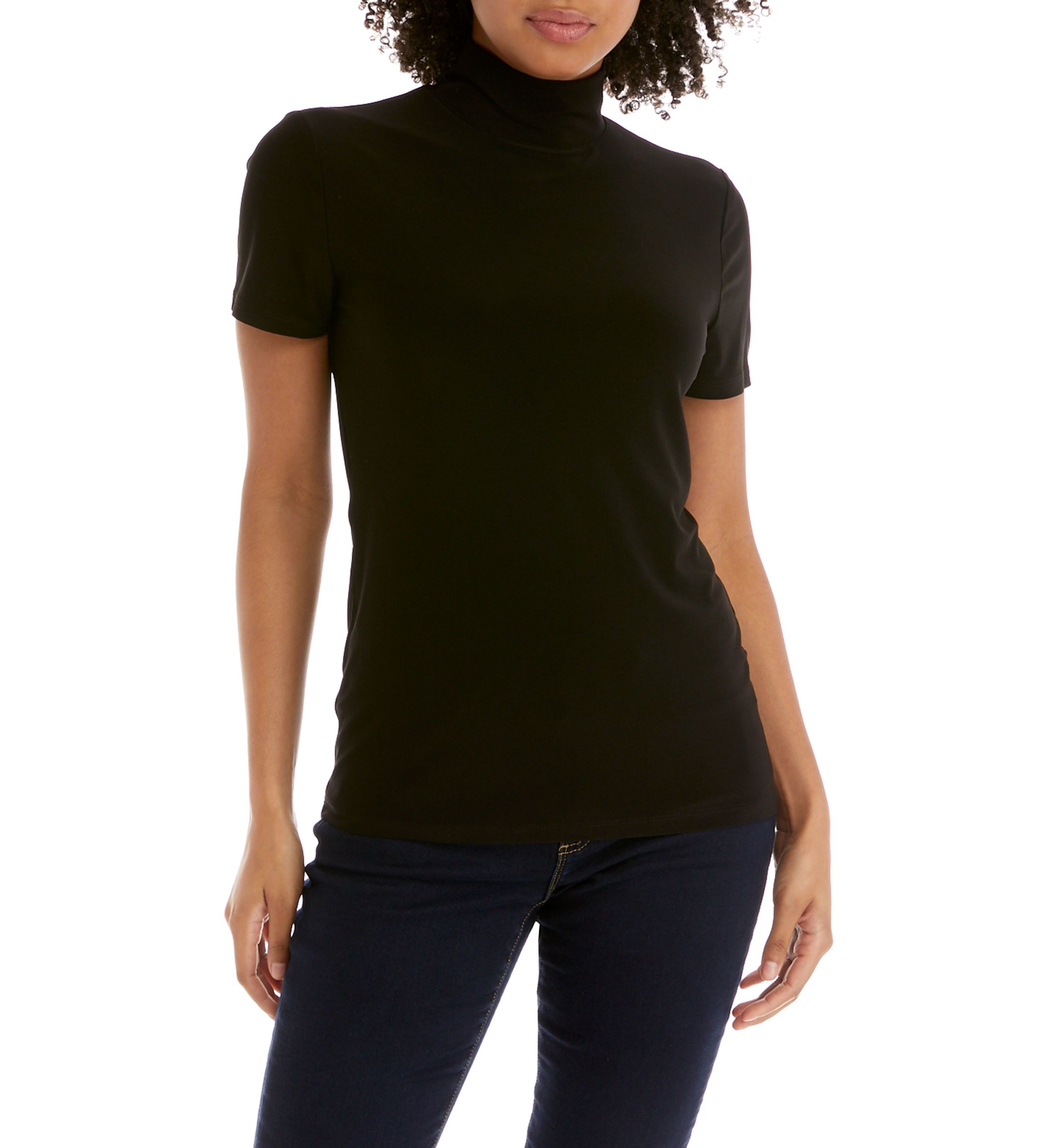 Womens Short Sleeve Mock Neck Top
