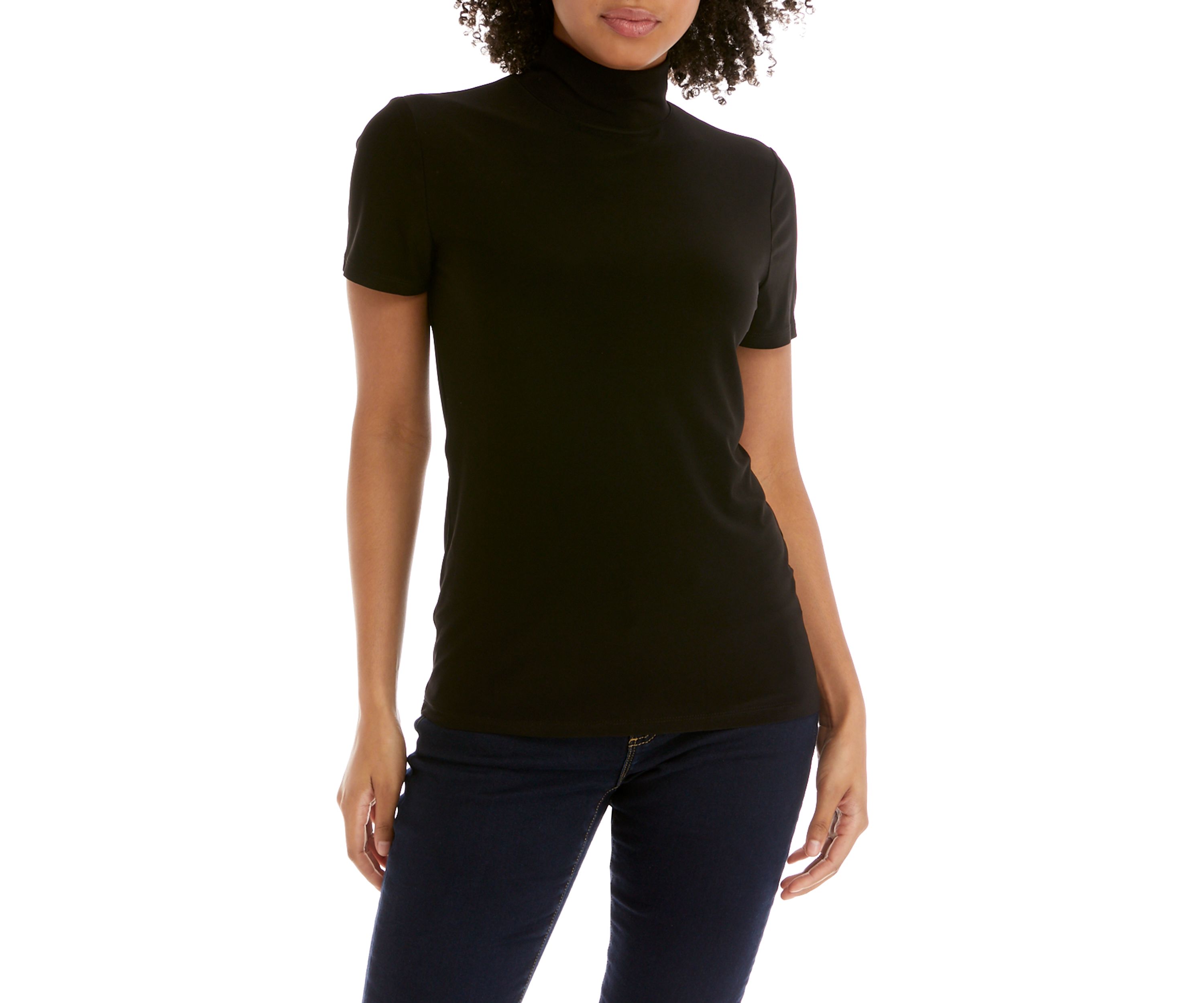 Womens Short Sleeve Mock Neck Top