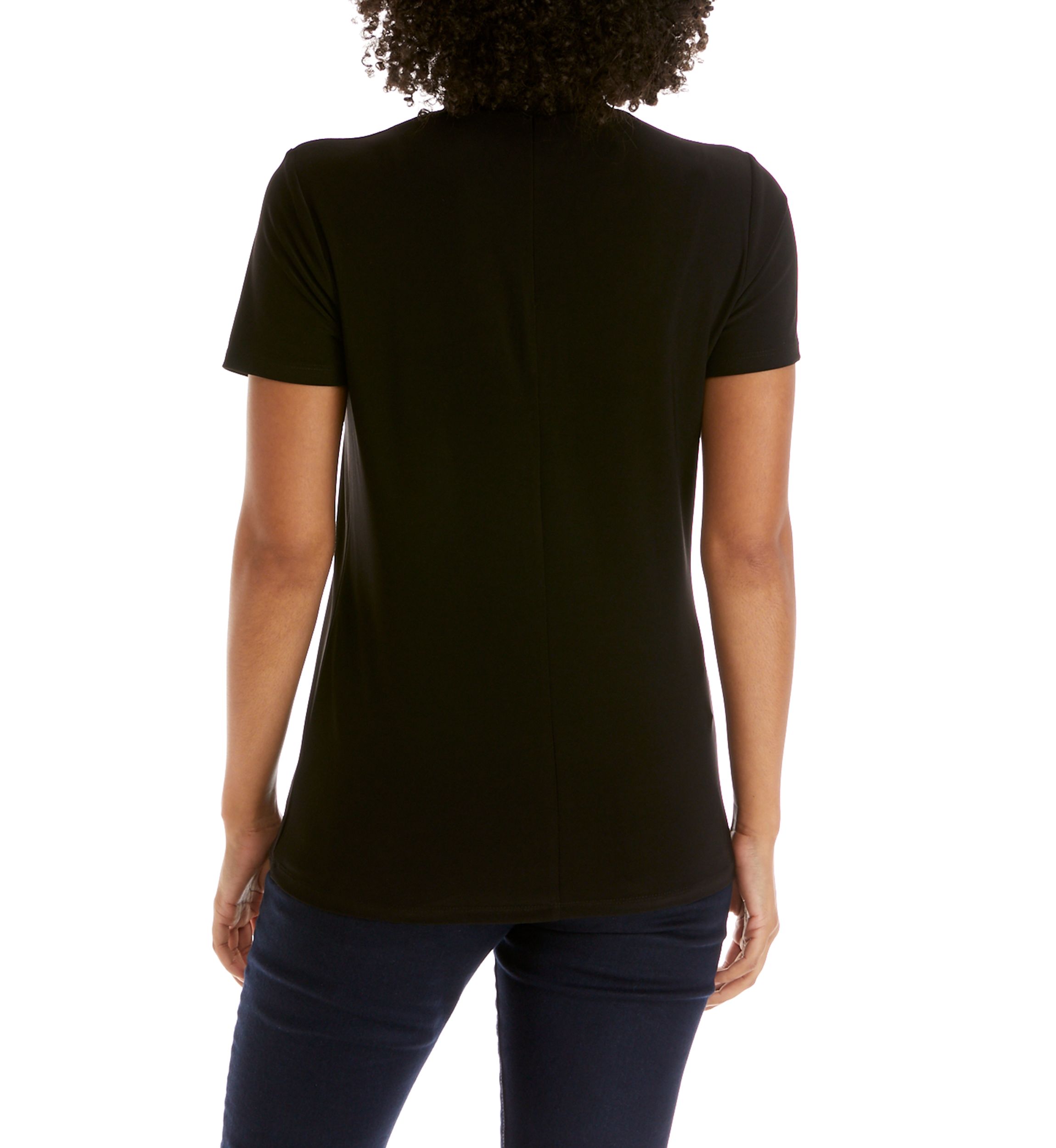 Womens Short Sleeve Mock Neck Top