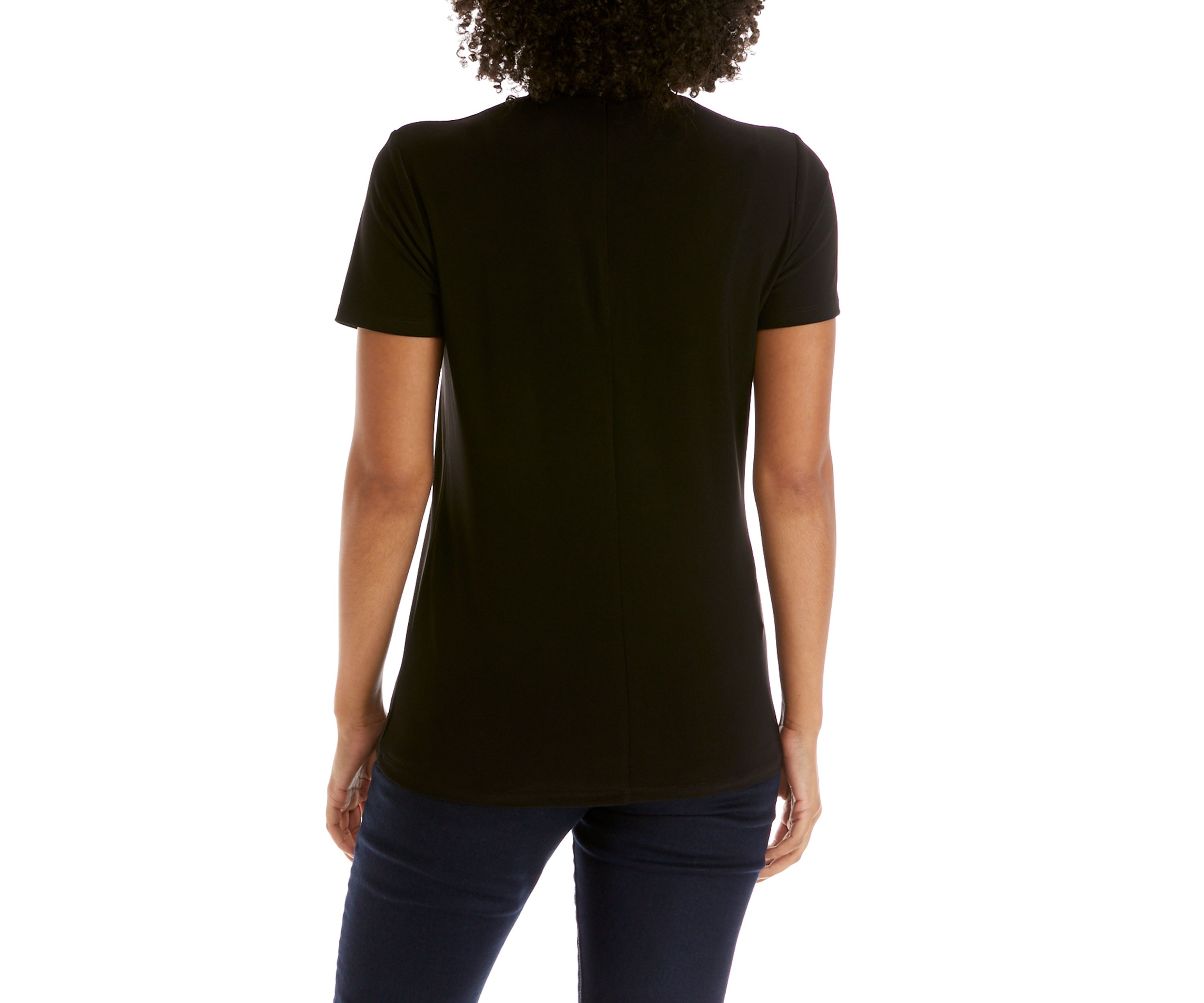 Womens Short Sleeve Mock Neck Top
