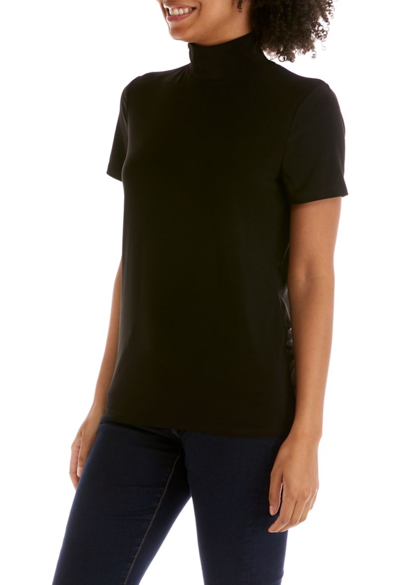 Womens Short Sleeve Mock Neck Top