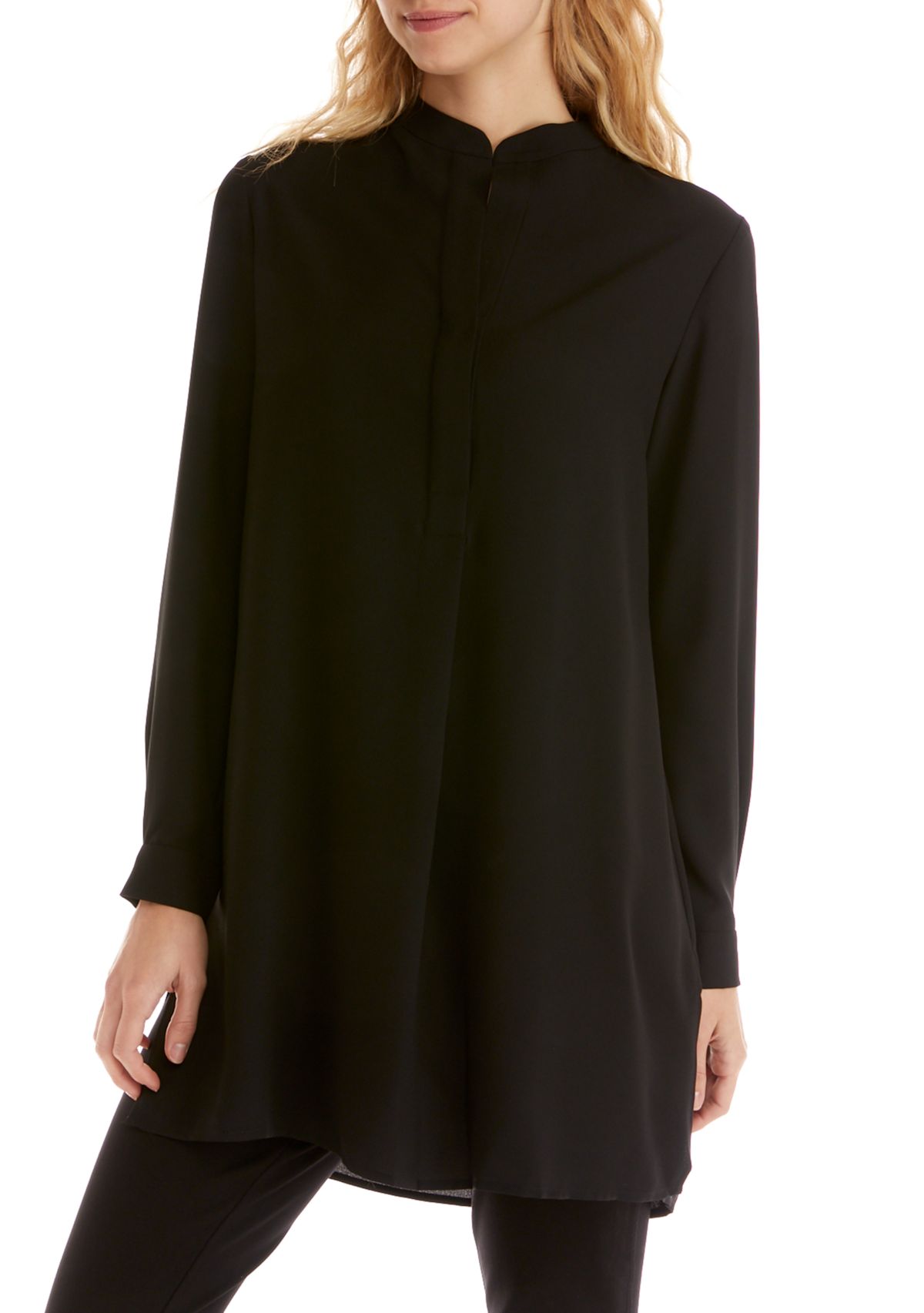 Womens Split Neck Popover Blouse 