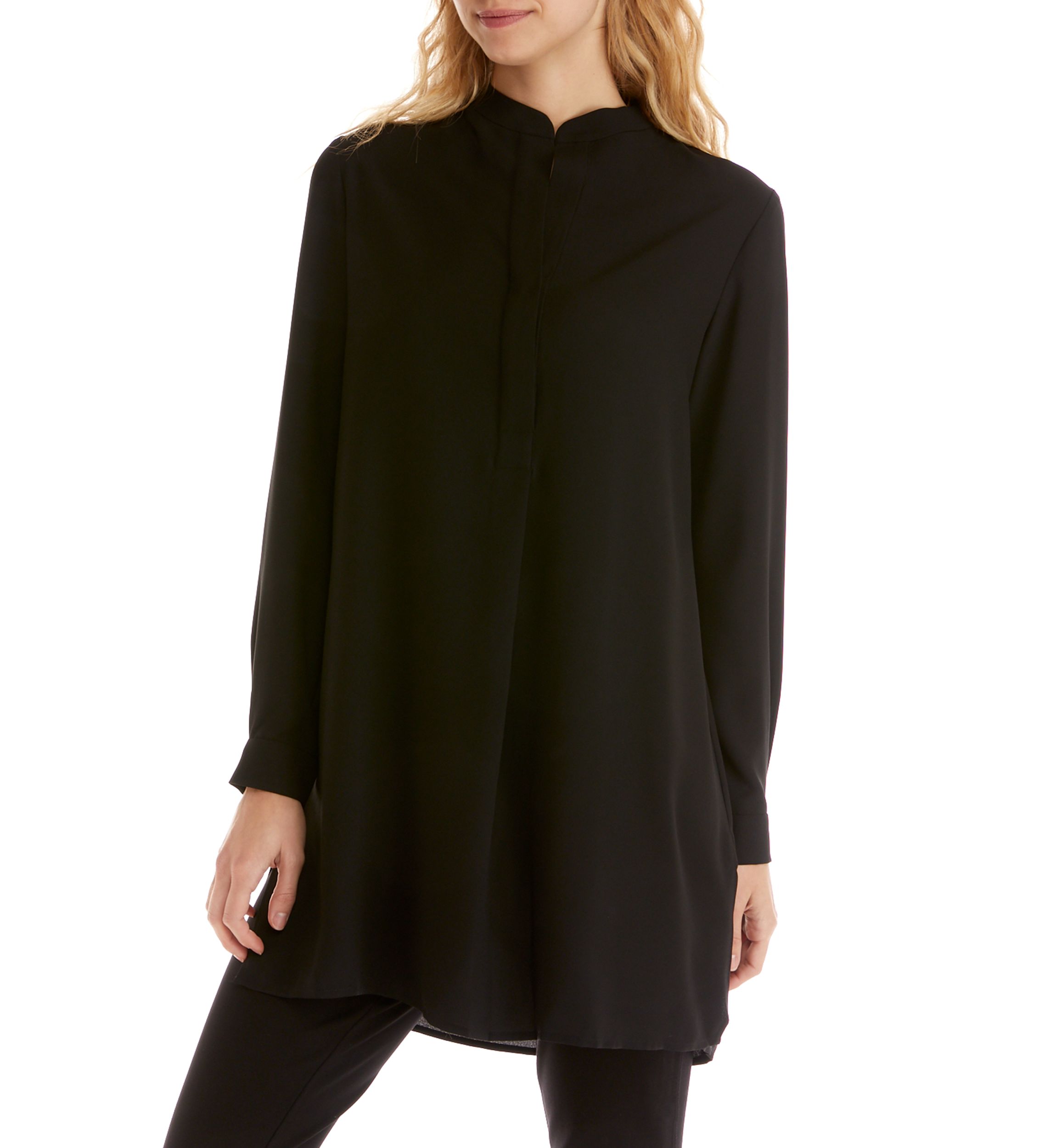 Womens Split Neck Popover Blouse 