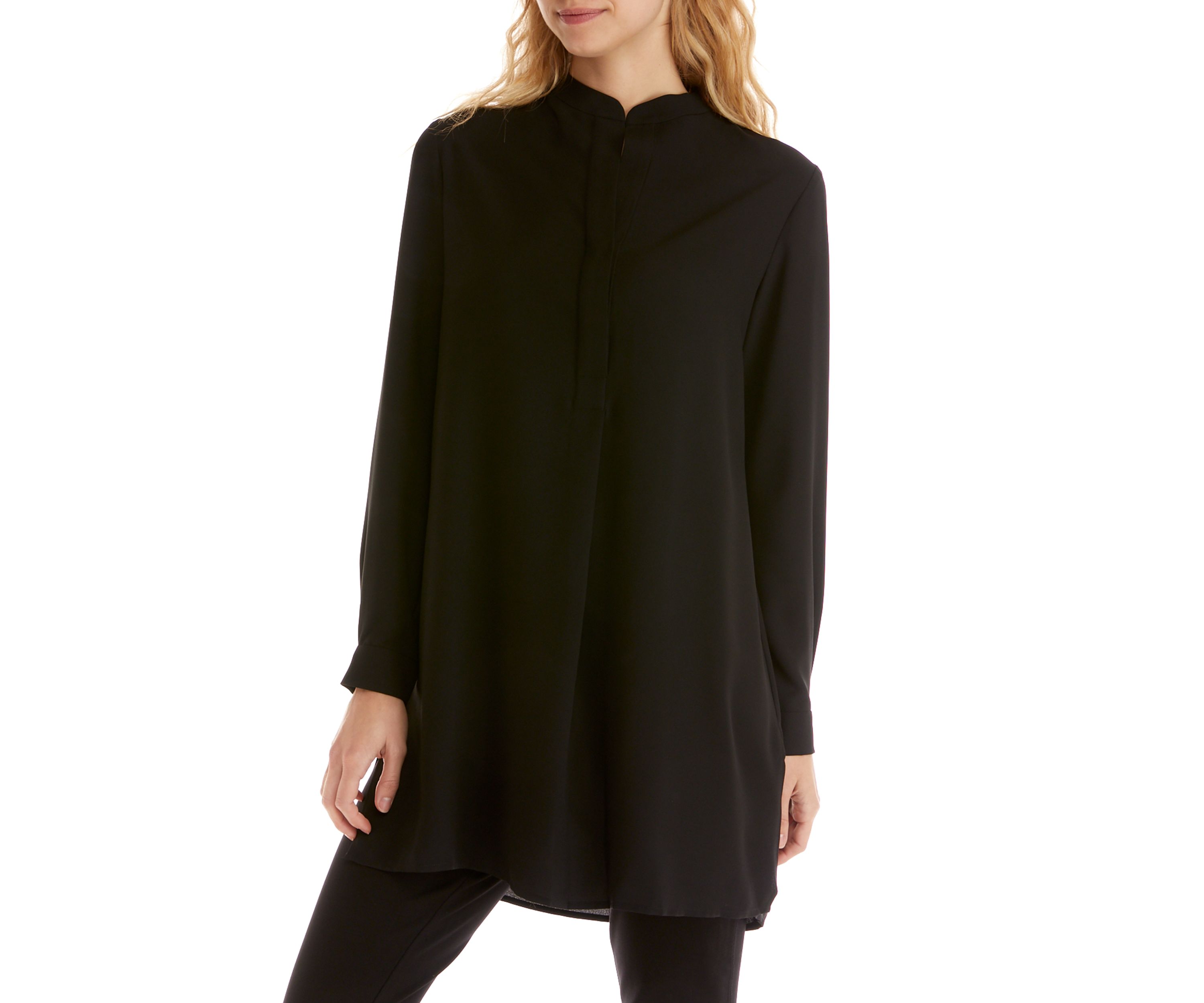 Womens Split Neck Popover Blouse 