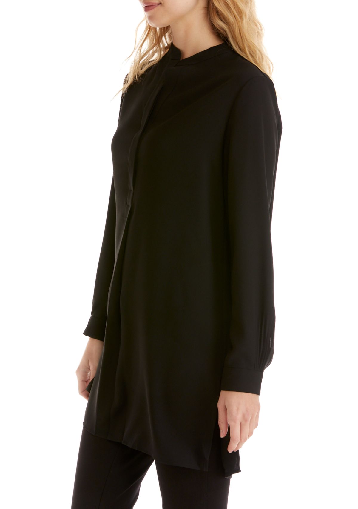 Womens Split Neck Popover Blouse 