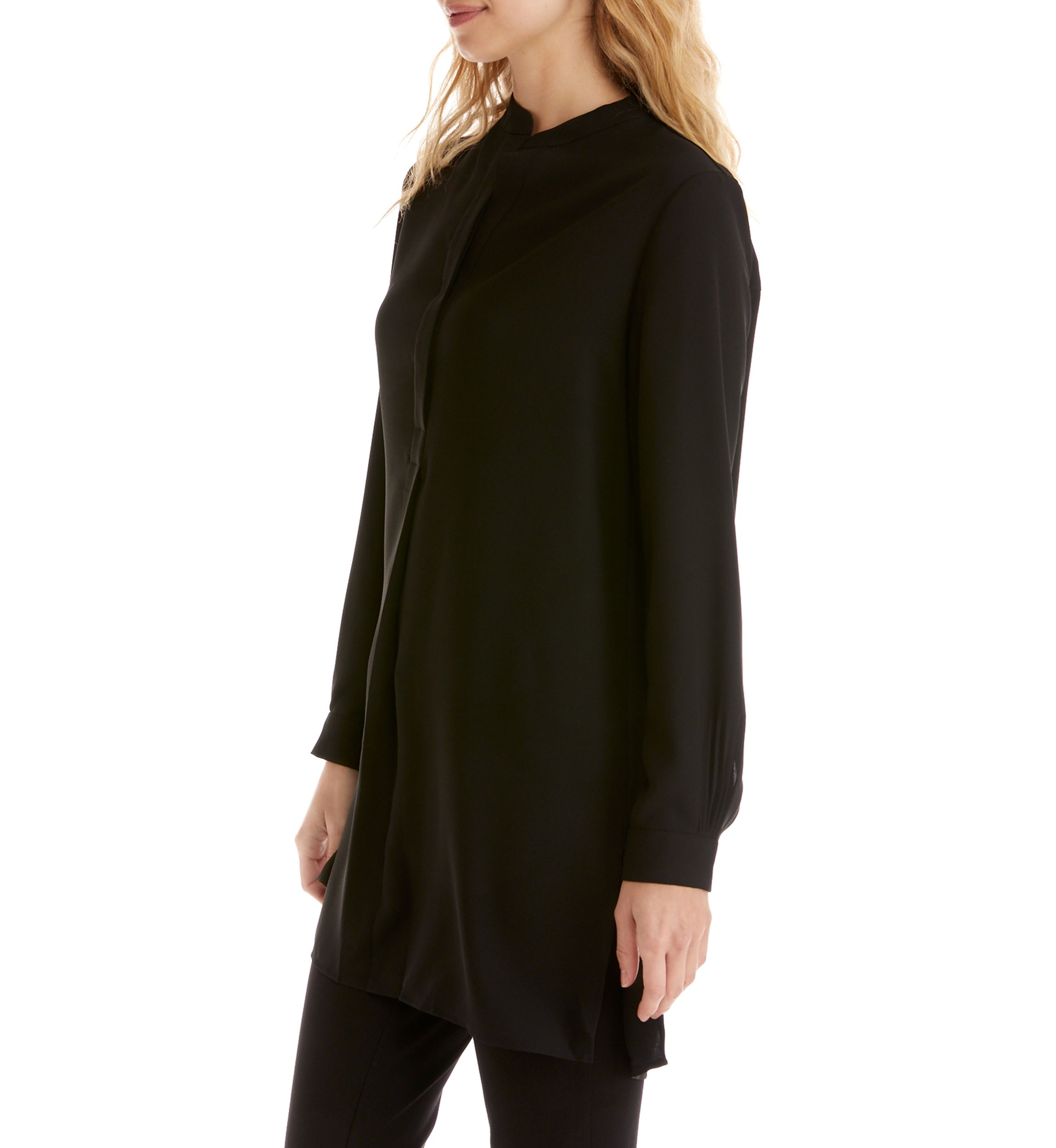 Womens Split Neck Popover Blouse 