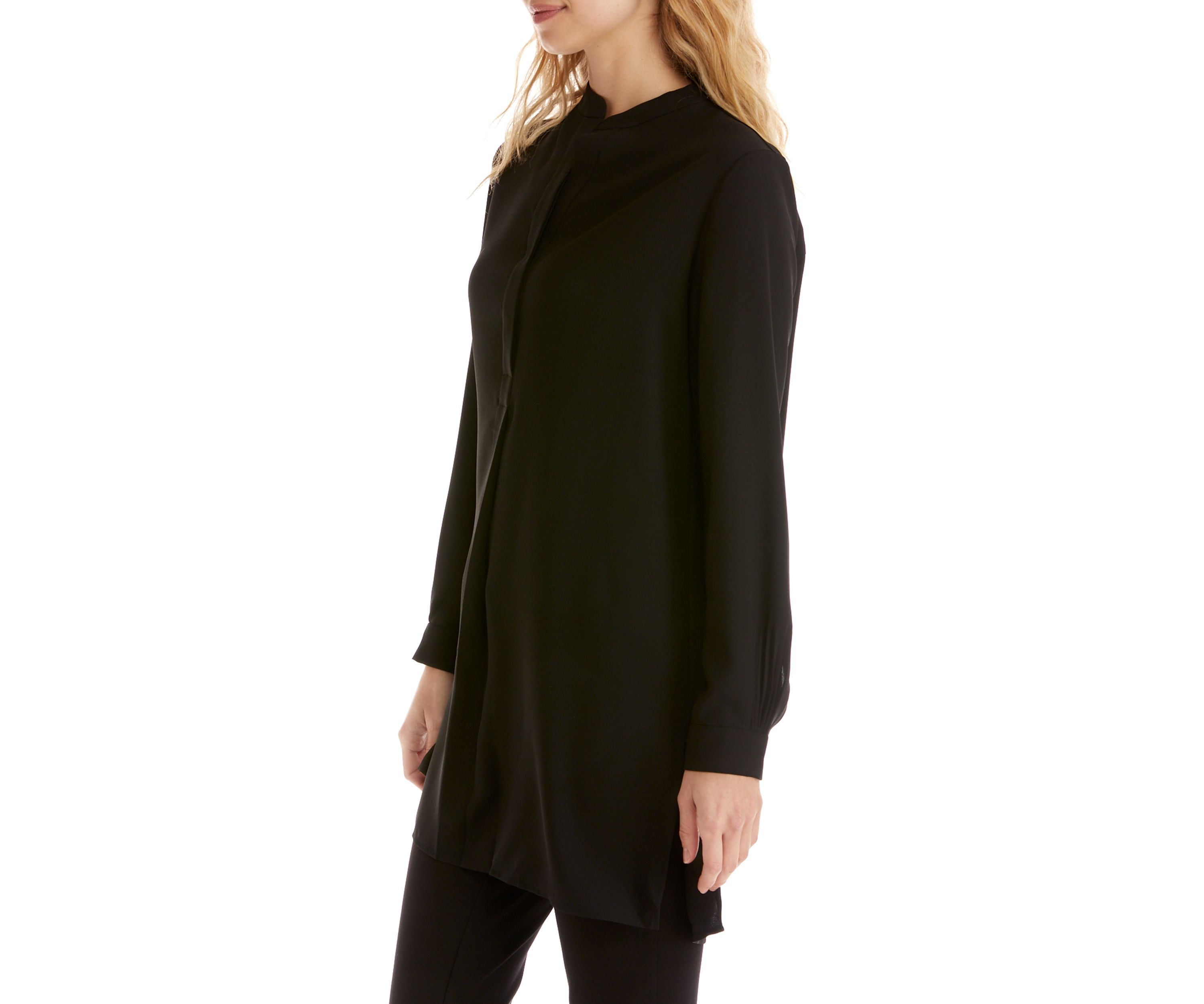 Womens Split Neck Popover Blouse 