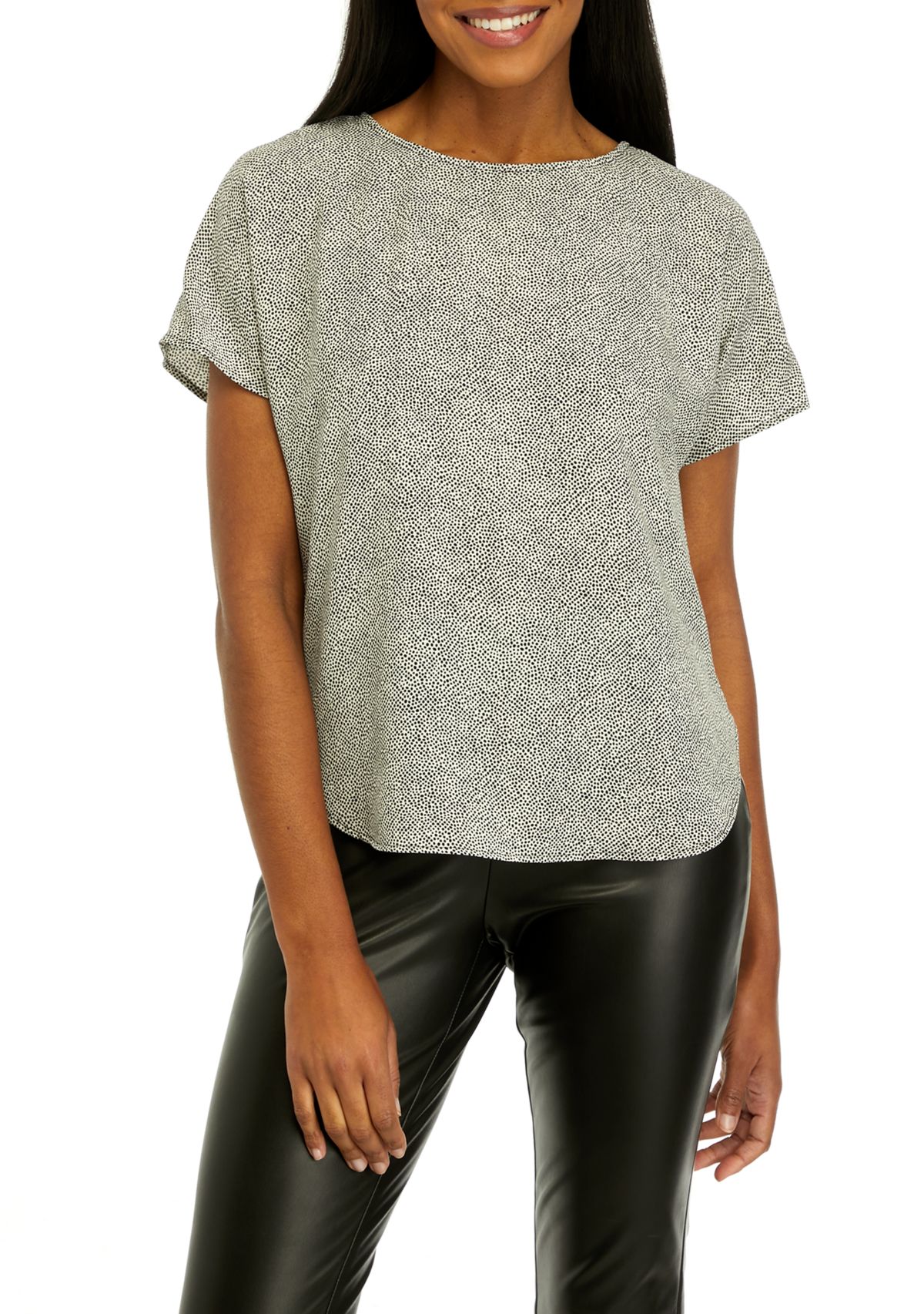 Womens Short Sleeve Boat Neck Blouse