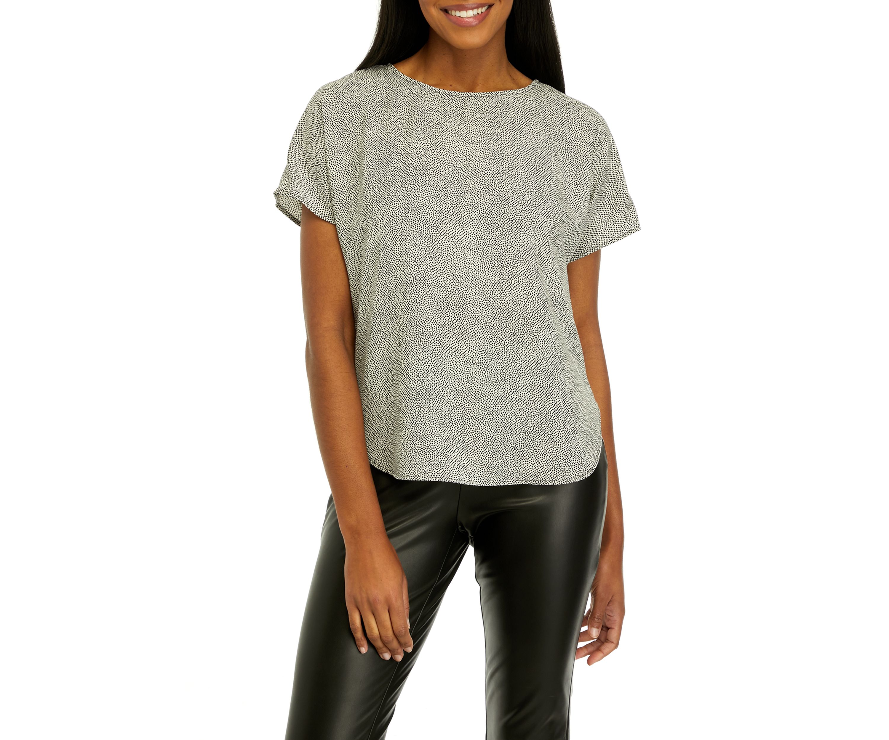 Womens Short Sleeve Boat Neck Blouse
