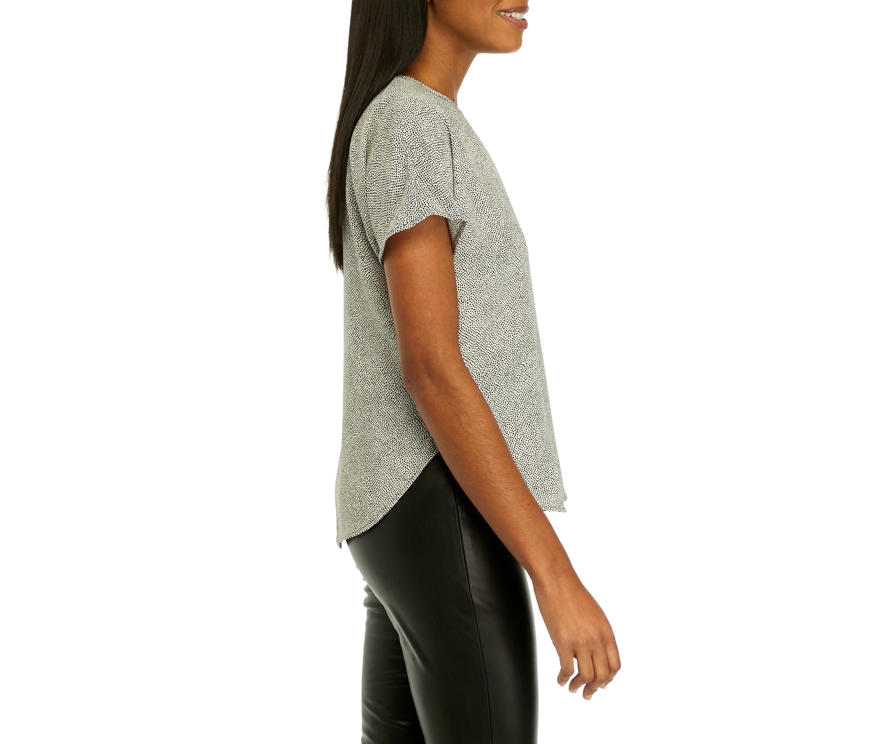 Womens Short Sleeve Boat Neck Blouse