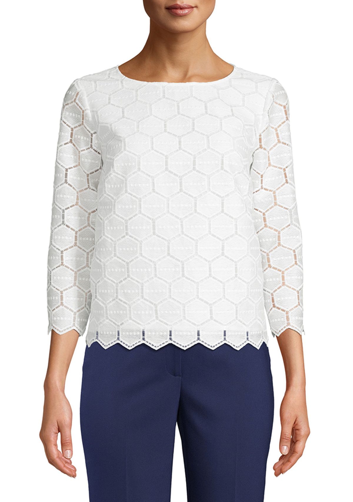 Womens 3/4 Sleeve Lace Blouse