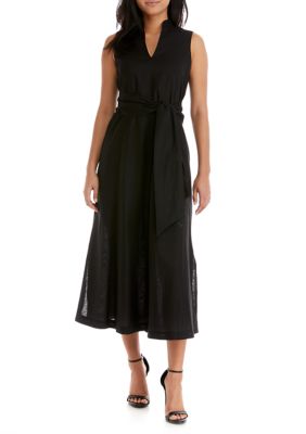 Anne Klein Women's Linen Midi Dress with Attached Sash | belk