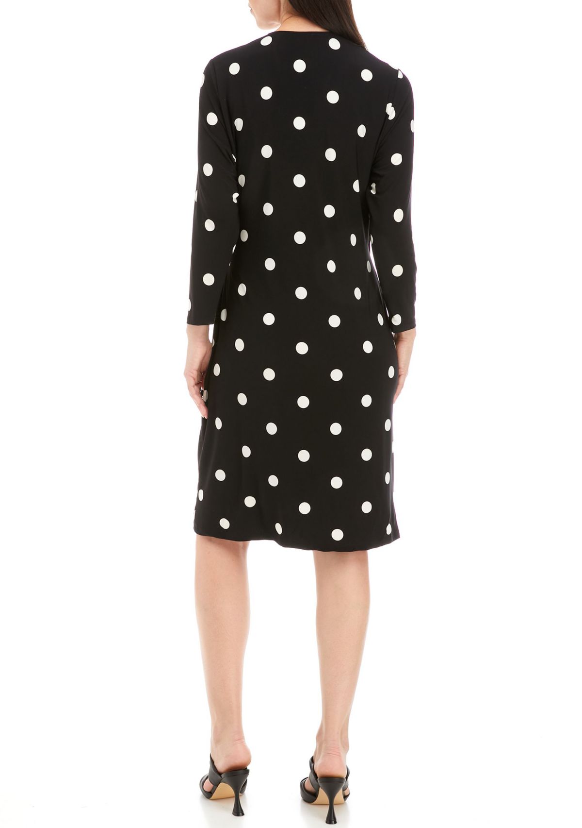 Womens Black and White Dot Printed Dress