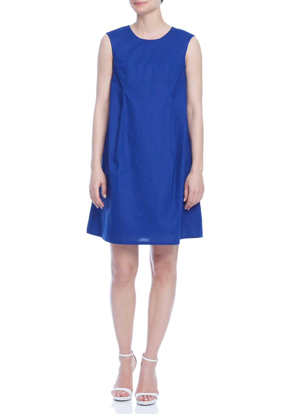 Womens Sleeveless Linen Trapeze Dress 