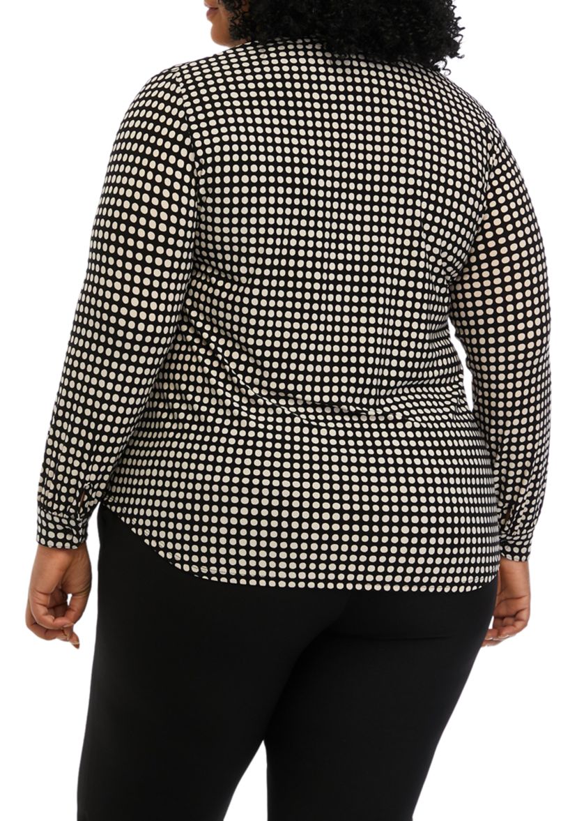 Plus Size Printed Split Neck Tunic Top