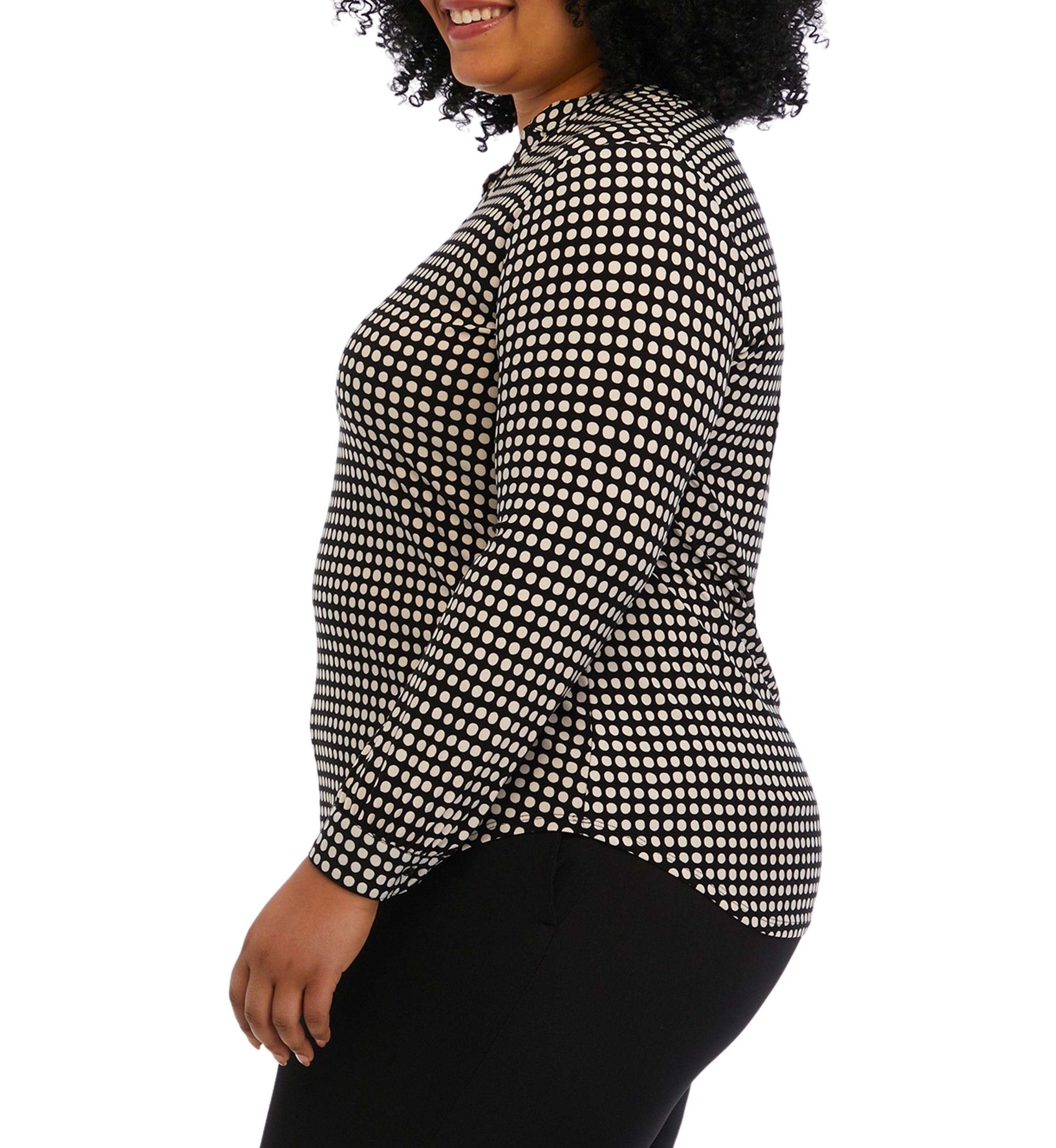 Plus Size Printed Split Neck Tunic Top