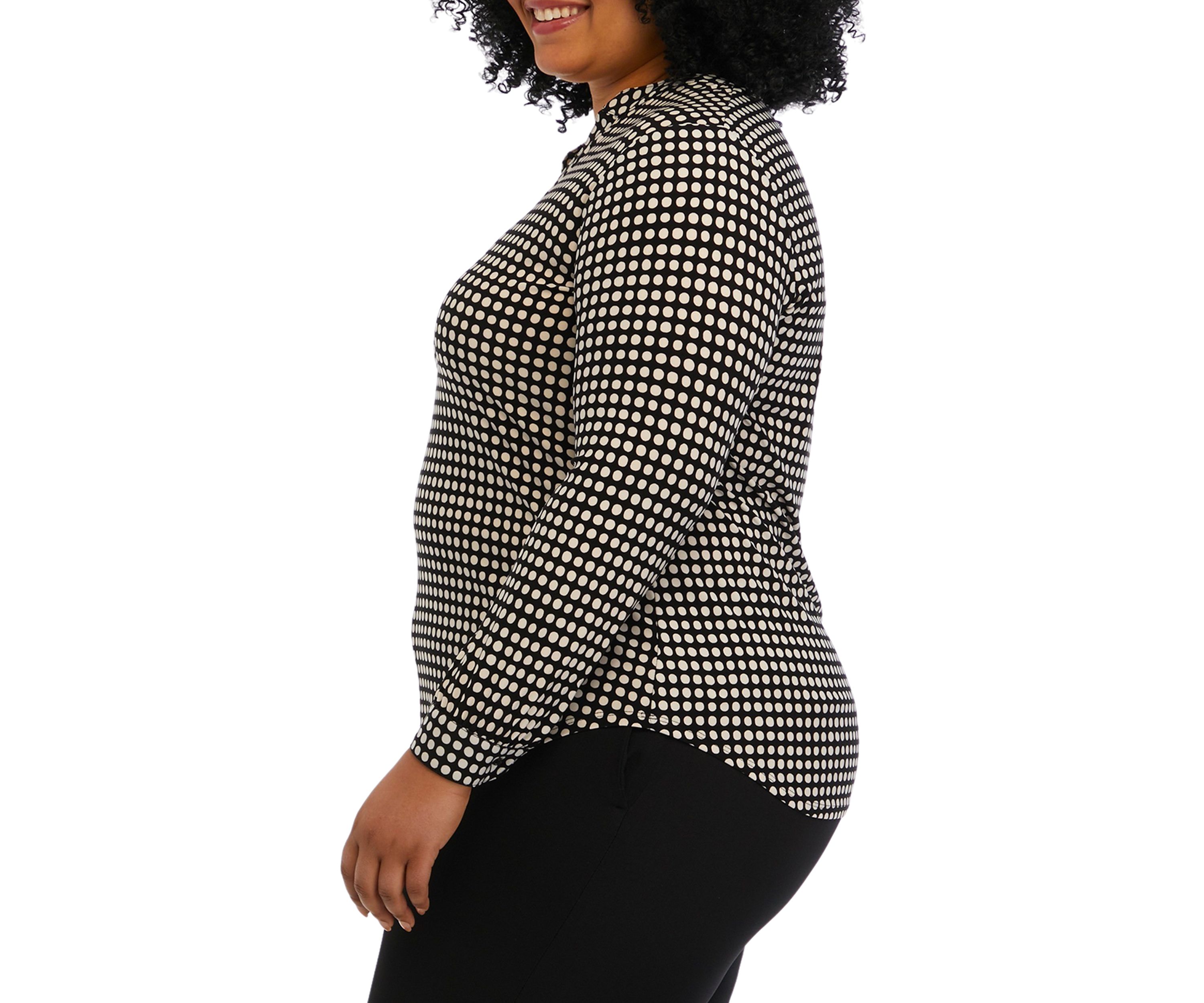 Plus Size Printed Split Neck Tunic Top