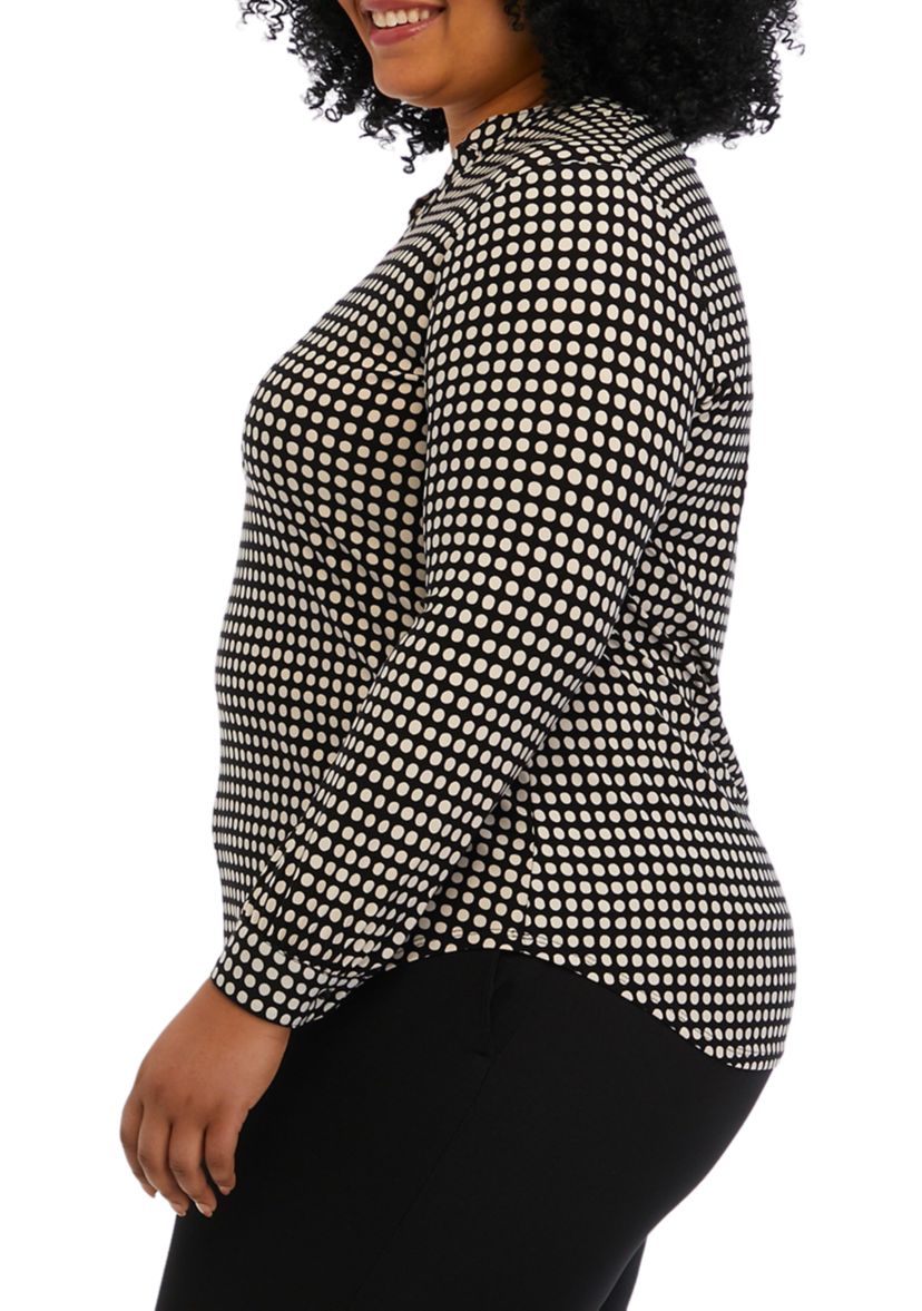Plus Size Printed Split Neck Tunic Top