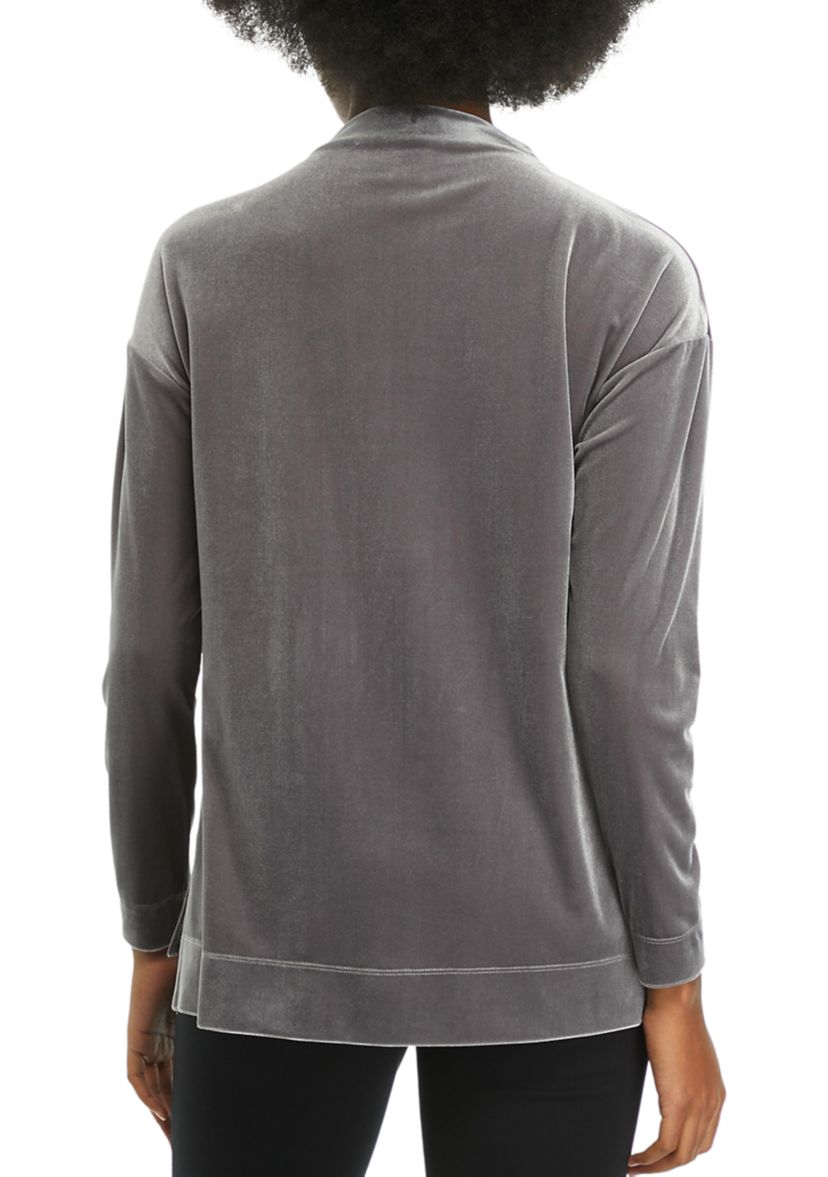 Womens Stretch Velour High-Low Pullover