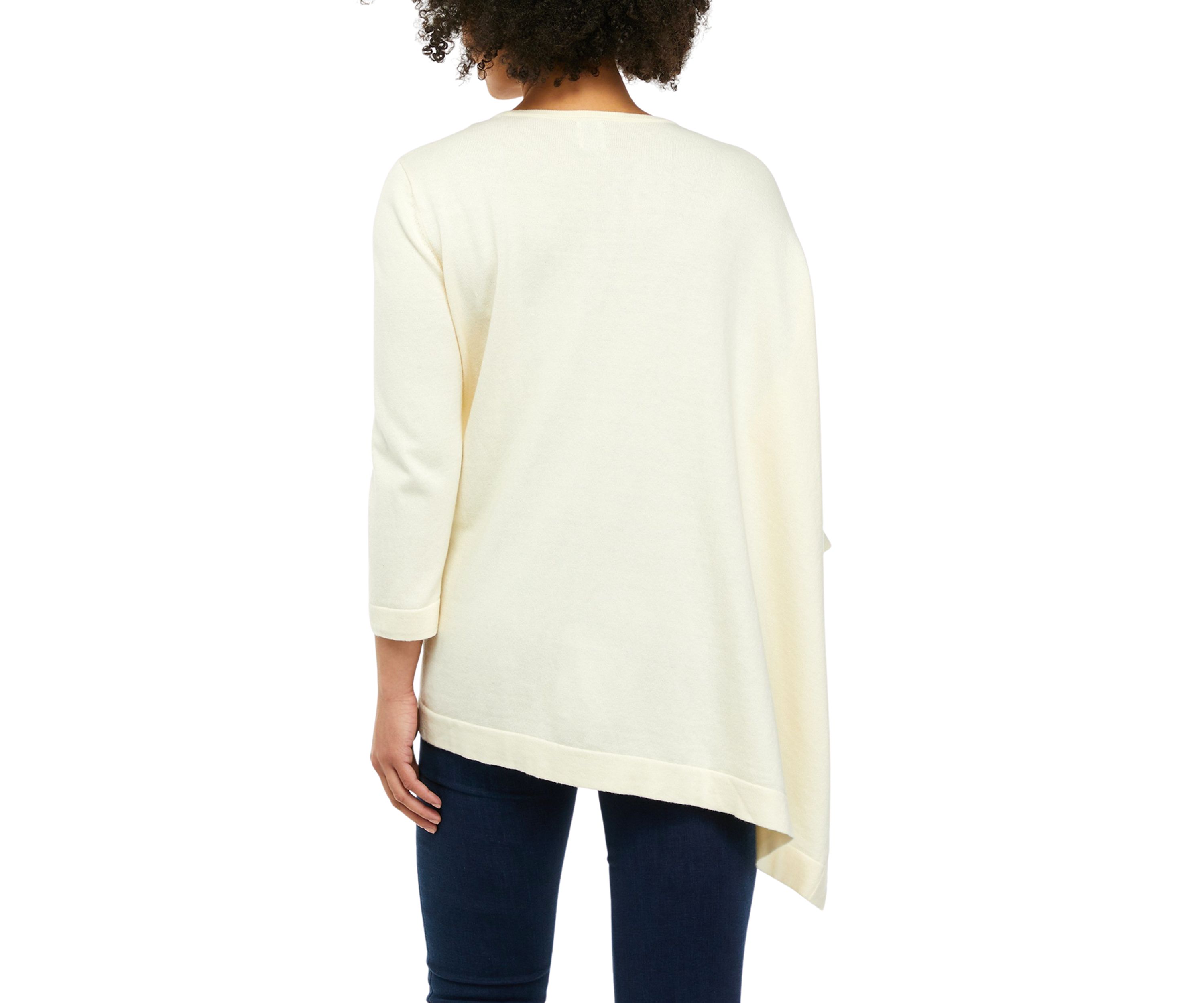 Womens Kimono Sleeve Asymmetrical Pullover