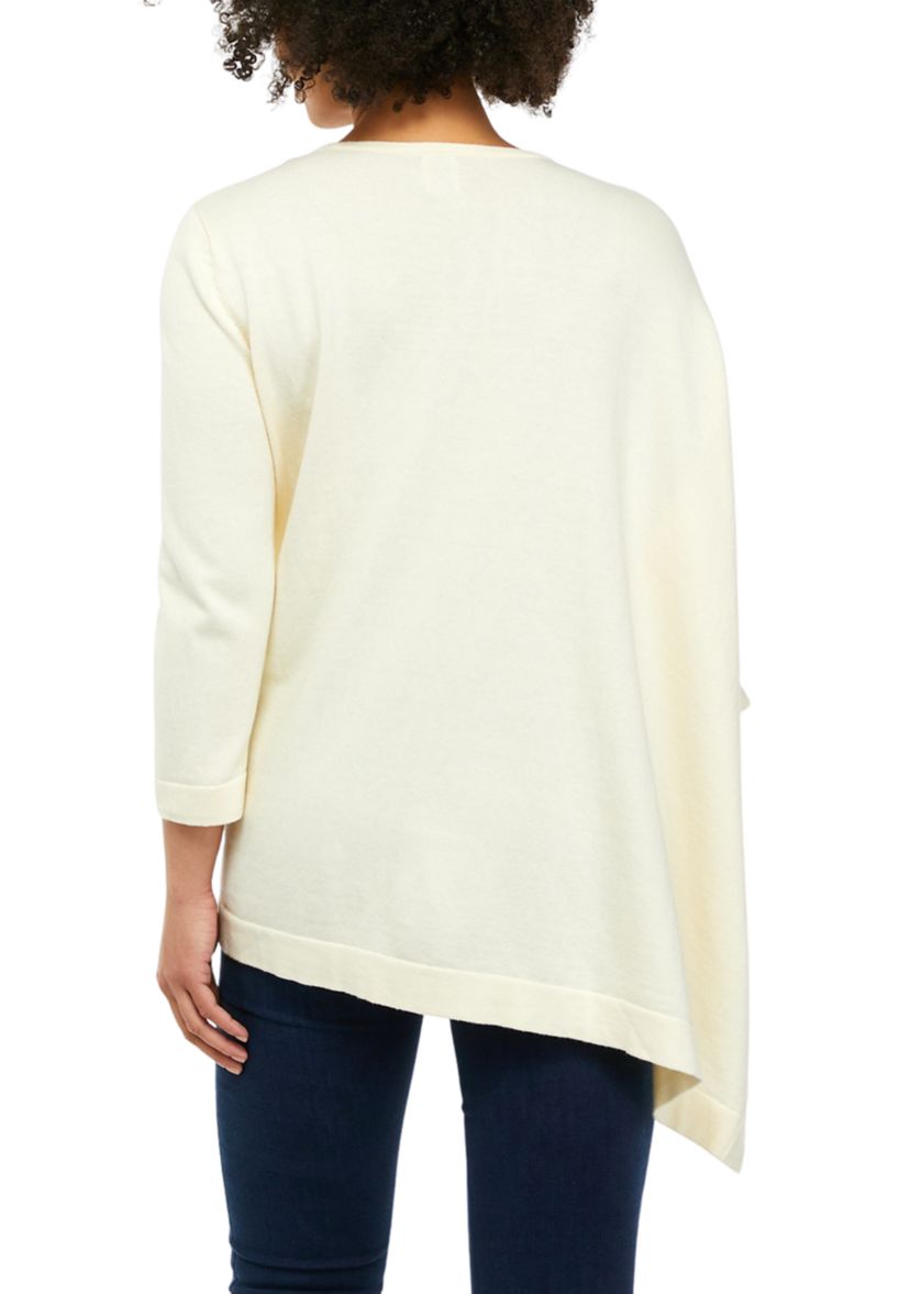 Womens Kimono Sleeve Asymmetrical Pullover