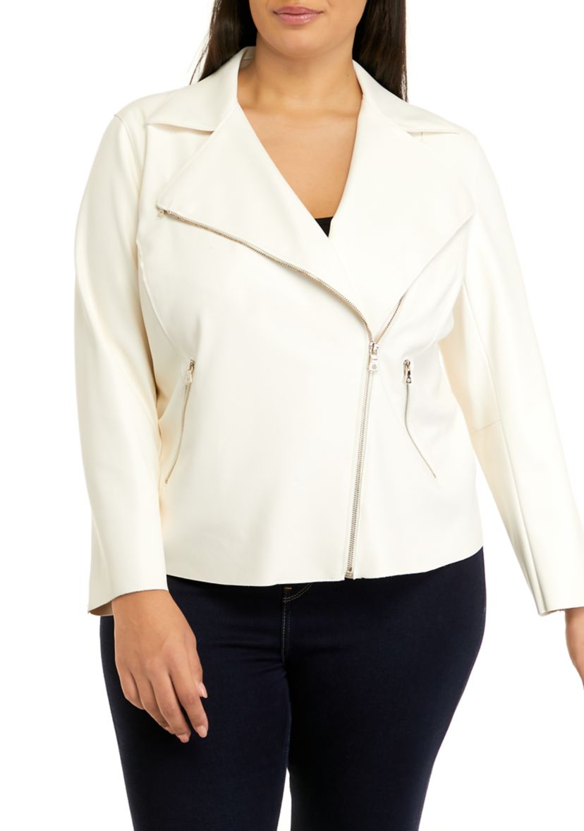 Plus Size Faux Leather Moto Jacket