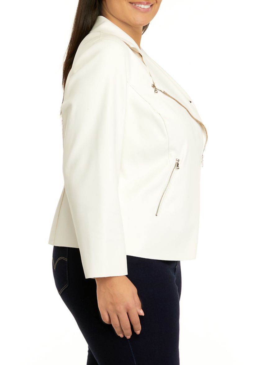 Plus Size Faux Leather Moto Jacket