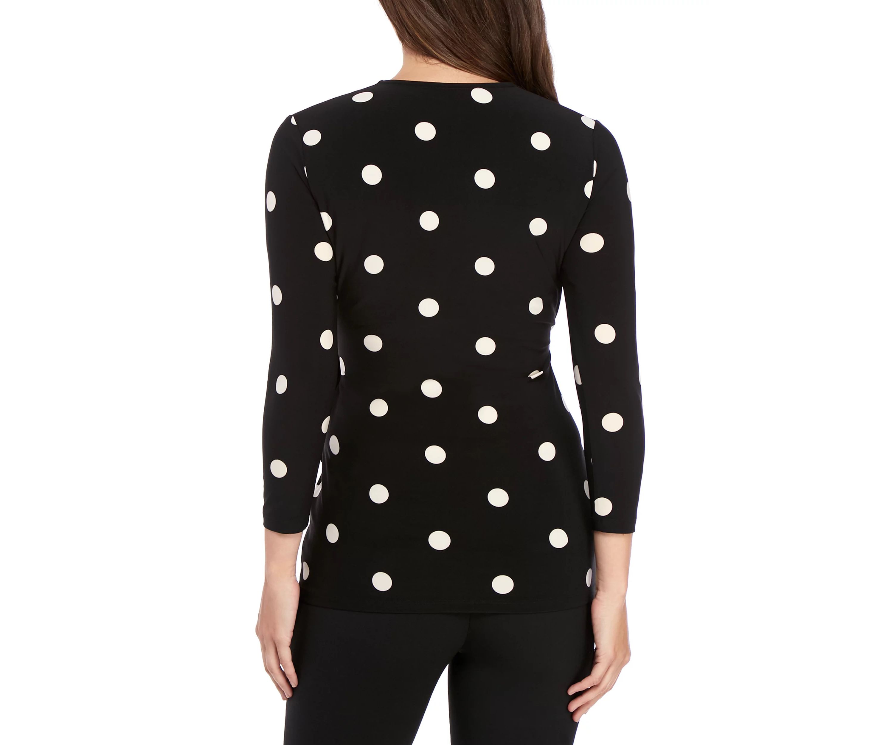 Petite Printed 3/4 Sleeve Wrap Top