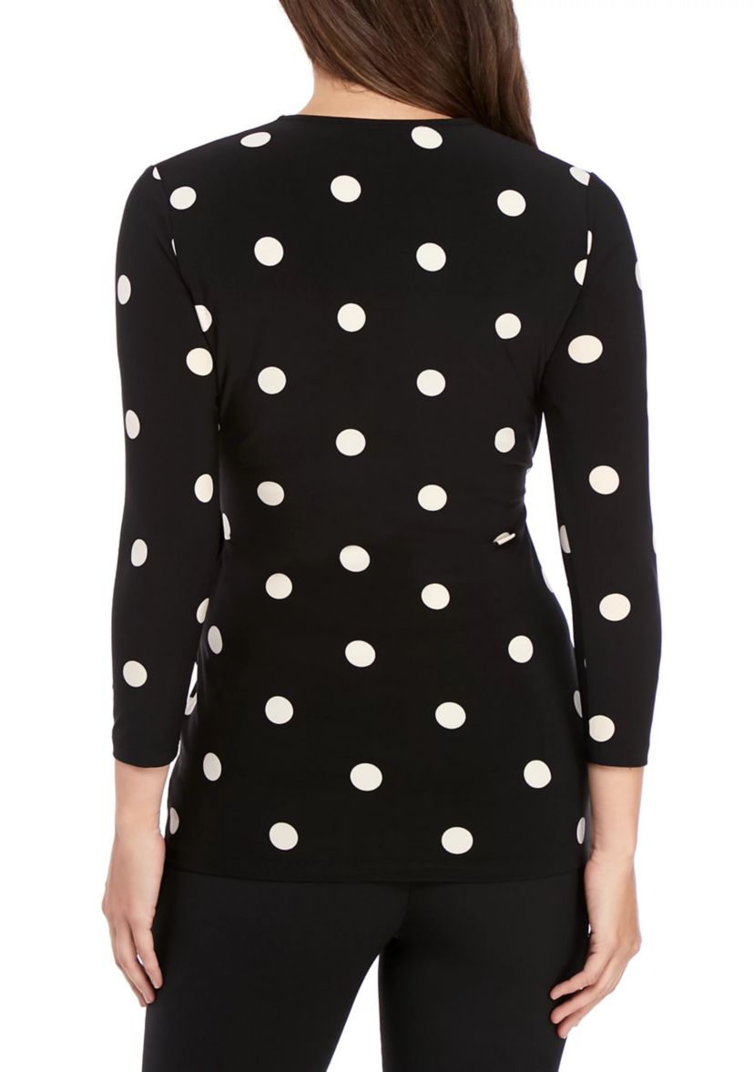 Petite Printed 3/4 Sleeve Wrap Top