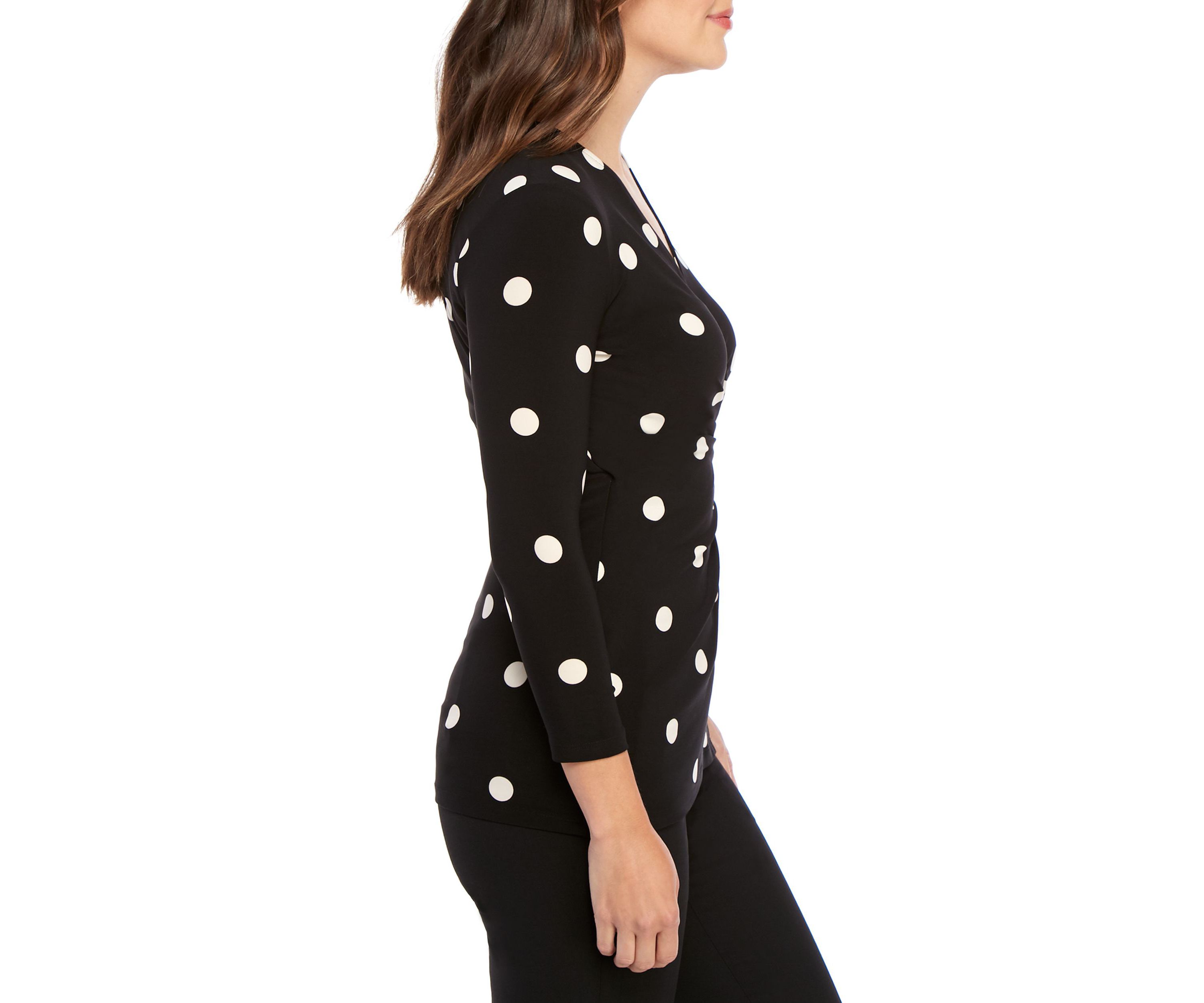 Petite Printed 3/4 Sleeve Wrap Top