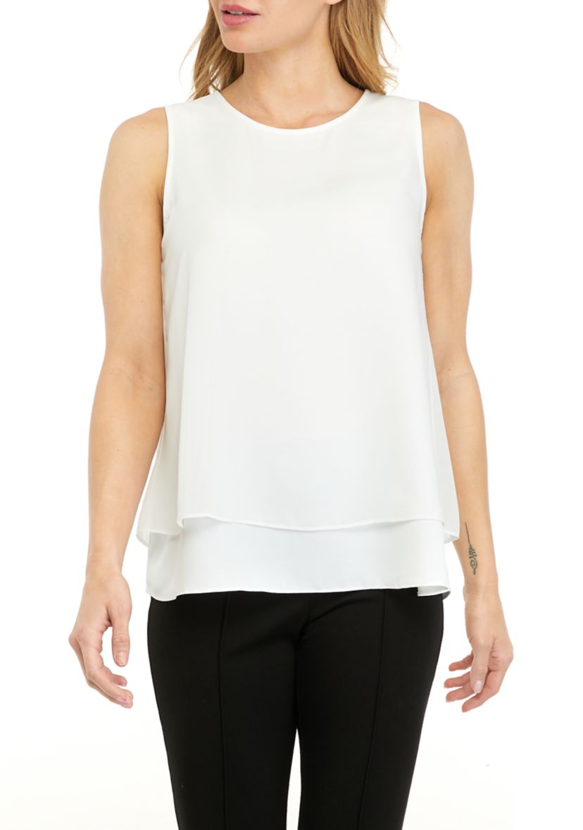 Womens Sleeveless Double Layer Blouse 