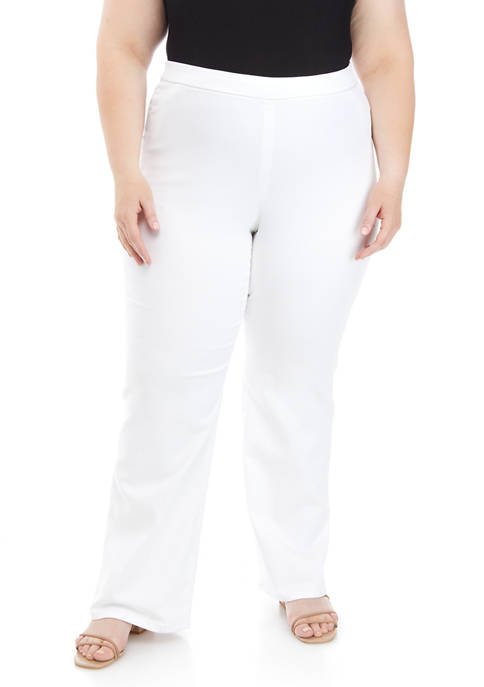 Plus Size Pull On High Rise Slim Flare Pants