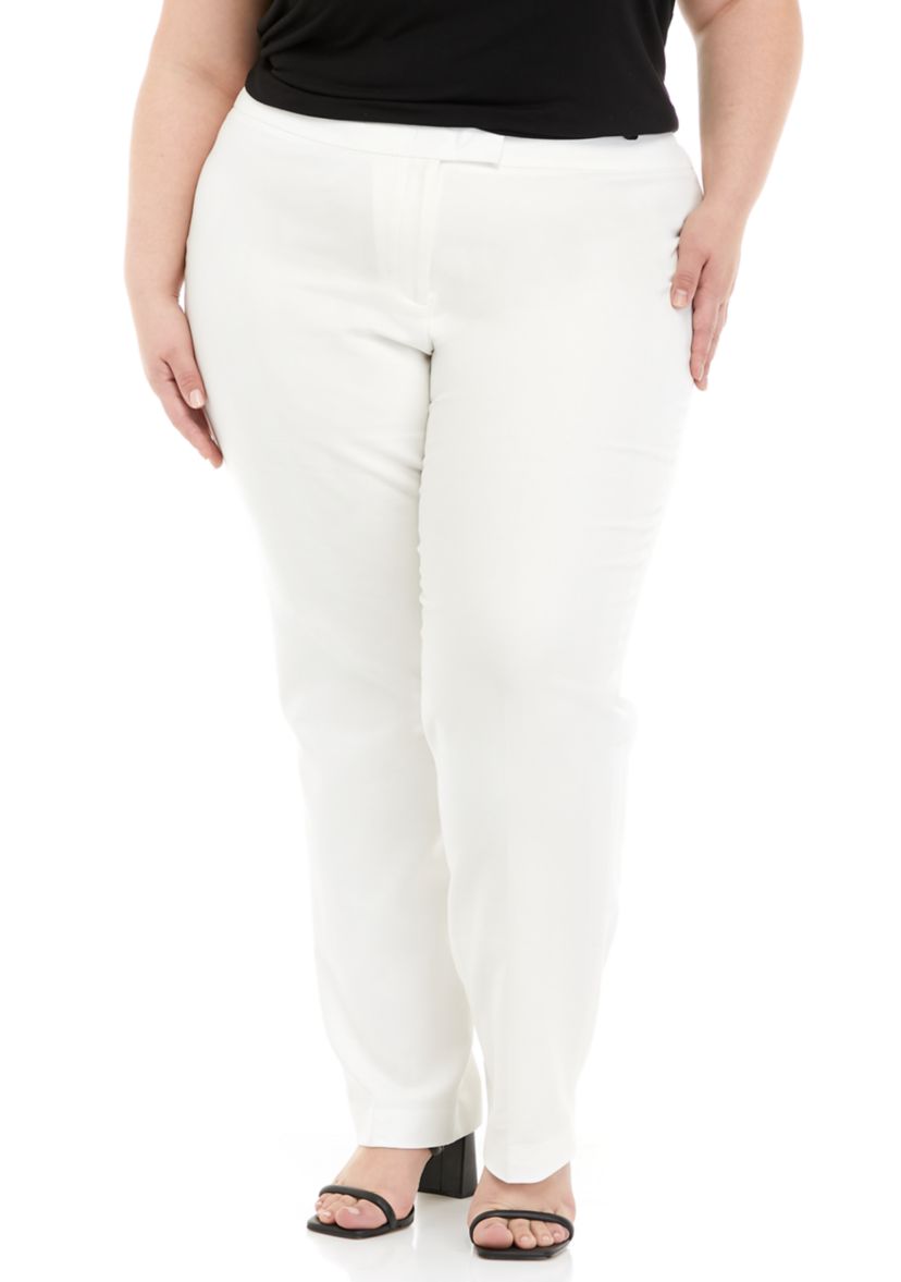 Plus Size Cotton Double Weave Extended Tab Bowie Pants 