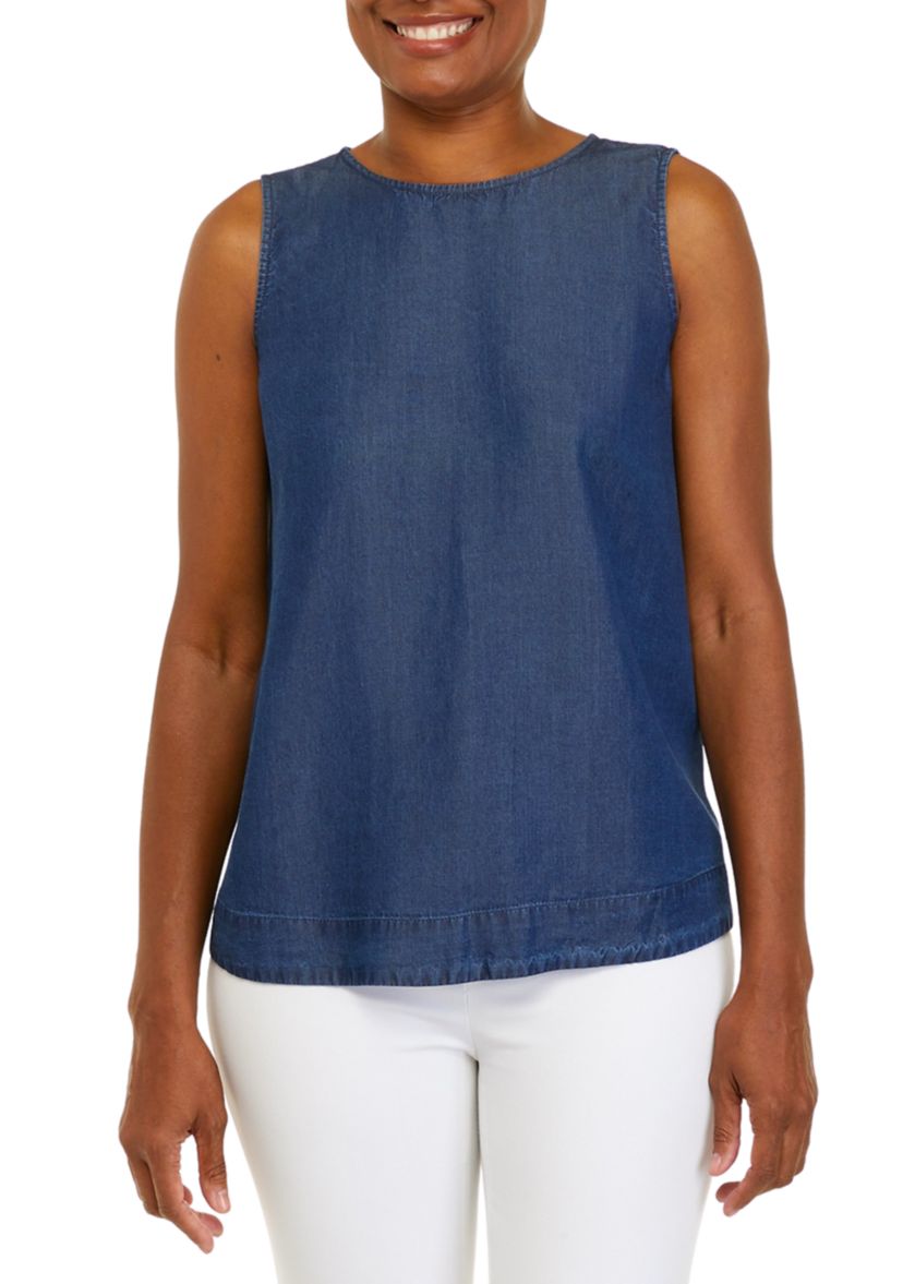 Womens Sleeveless Trapeze Bow Back Blouse