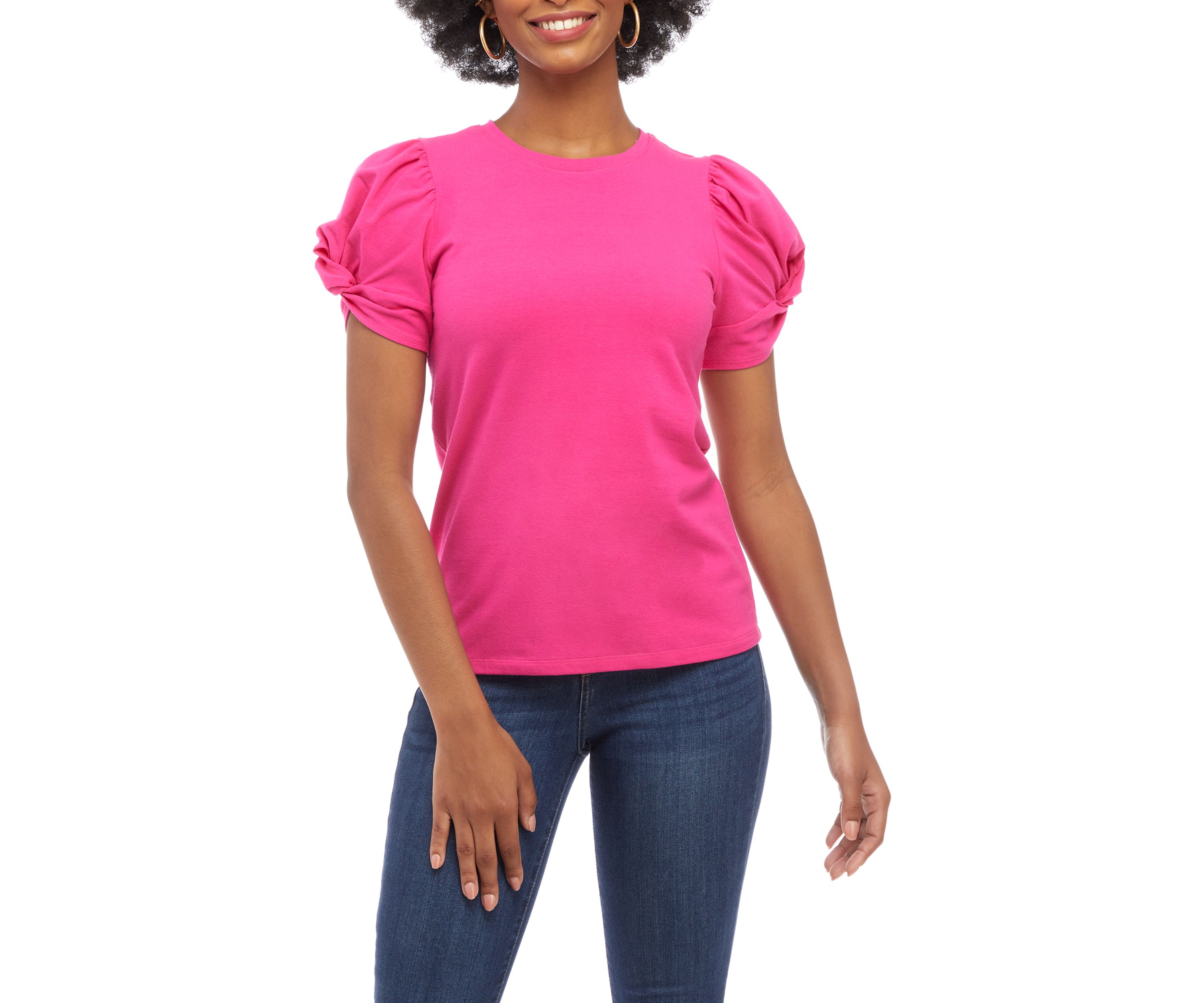 Womens Twist Puff Sleeve Top 
