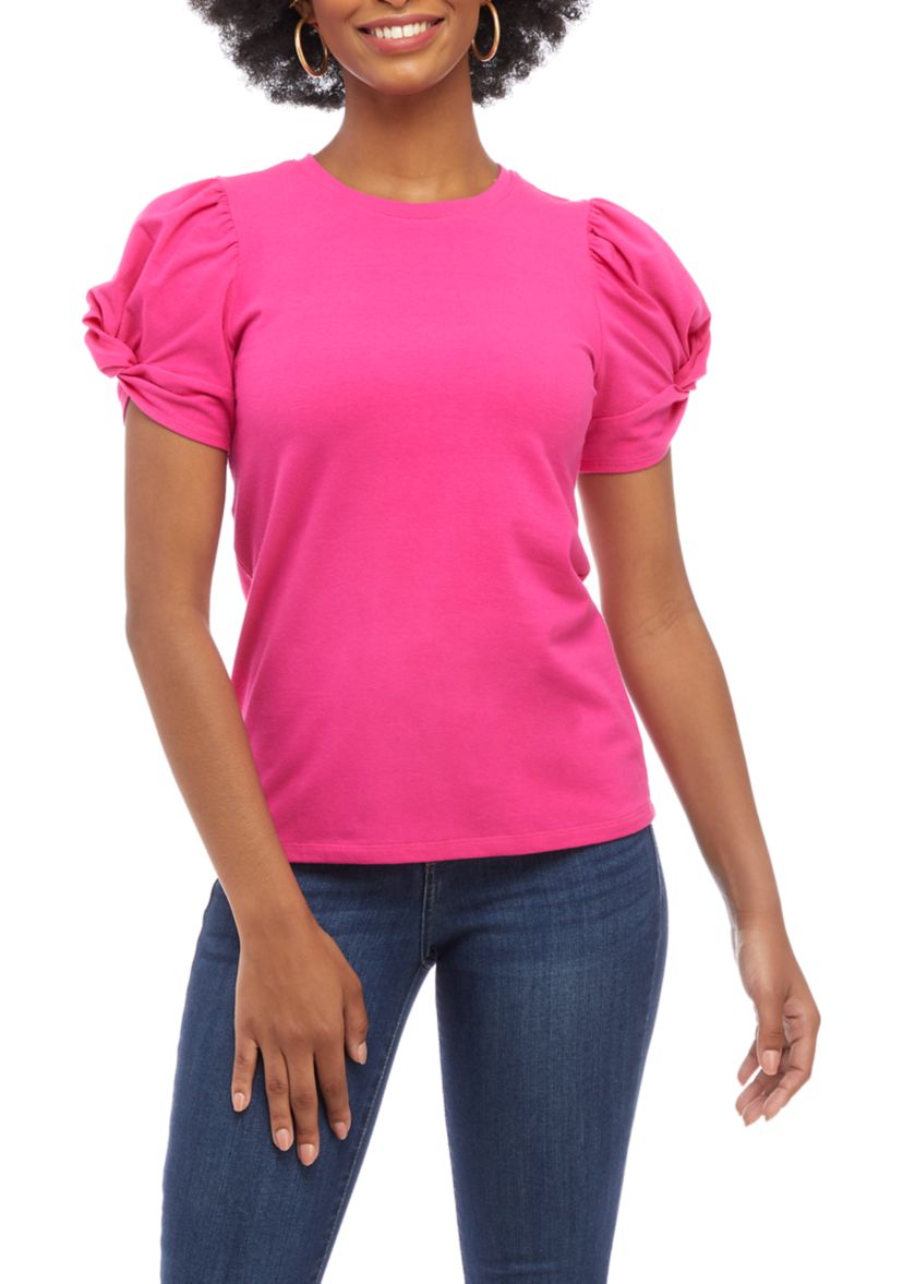 Womens Twist Puff Sleeve Top 