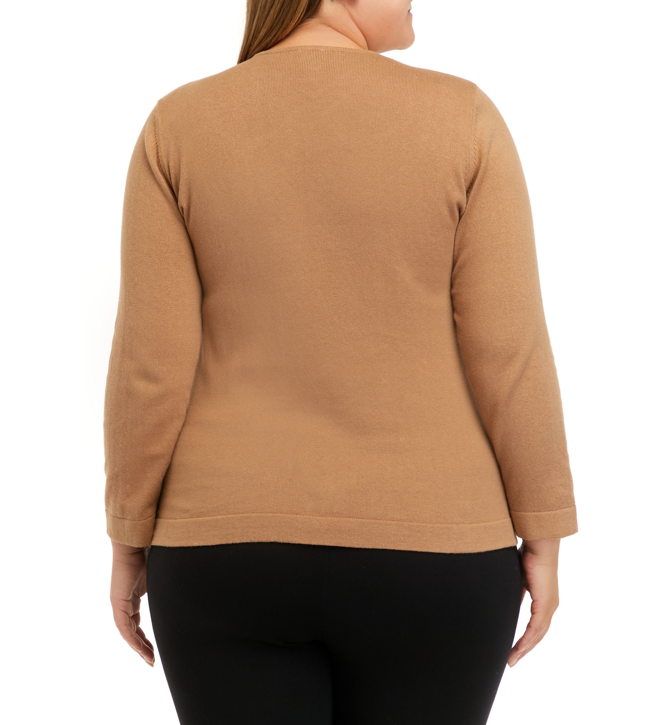 Plus Size Long Sleeve Crossover Top