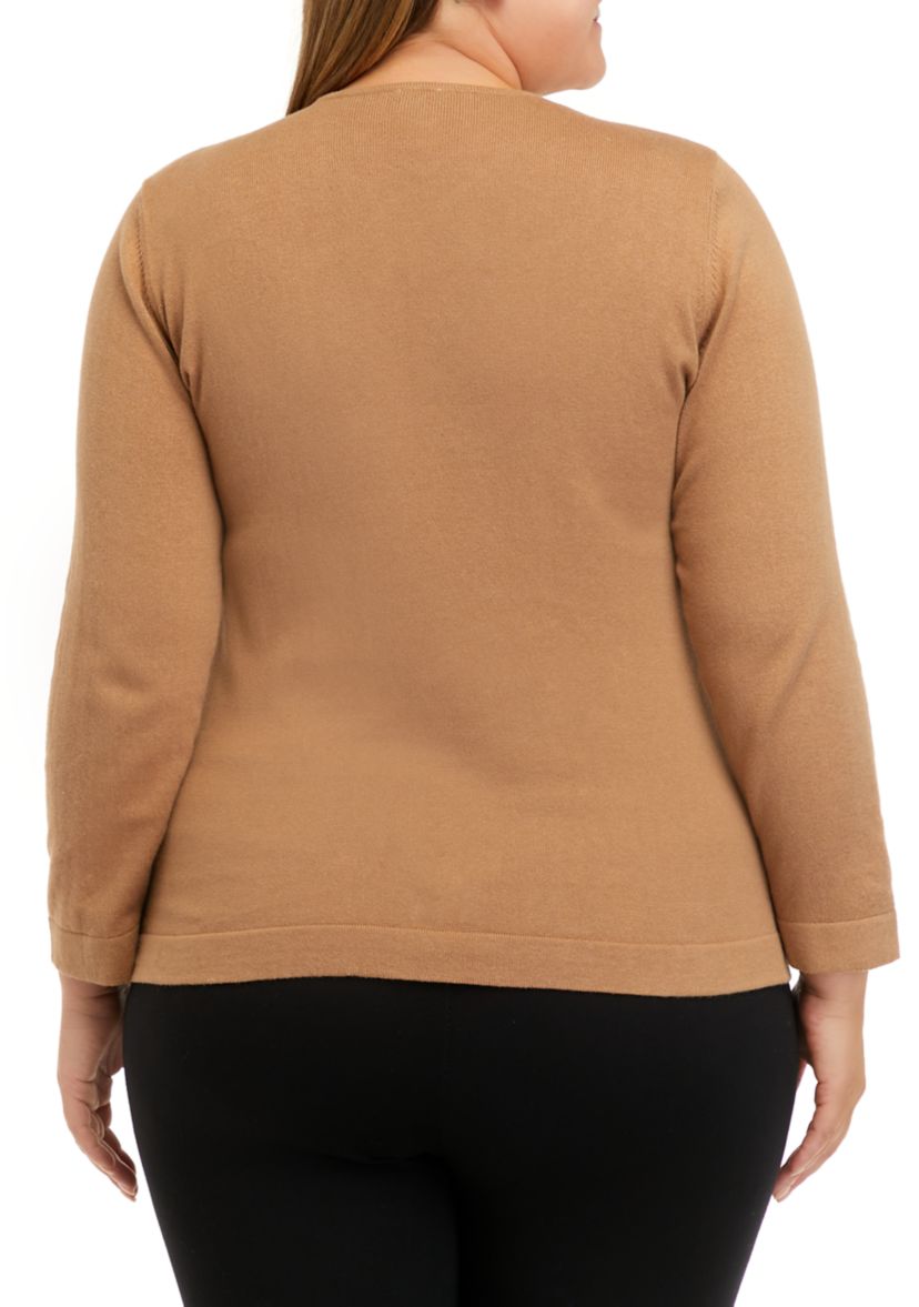 Plus Size Long Sleeve Crossover Top