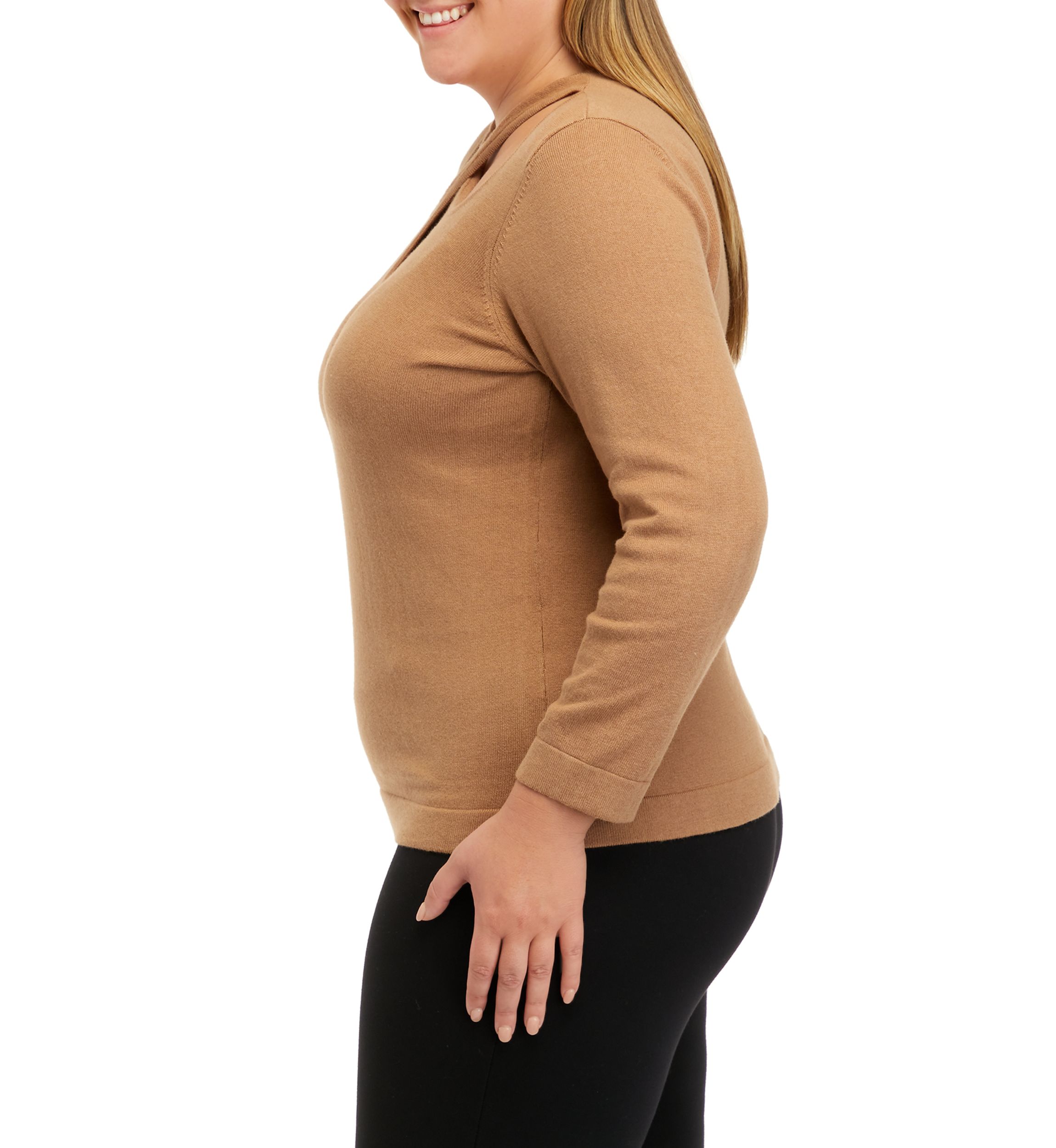 Plus Size Long Sleeve Crossover Top