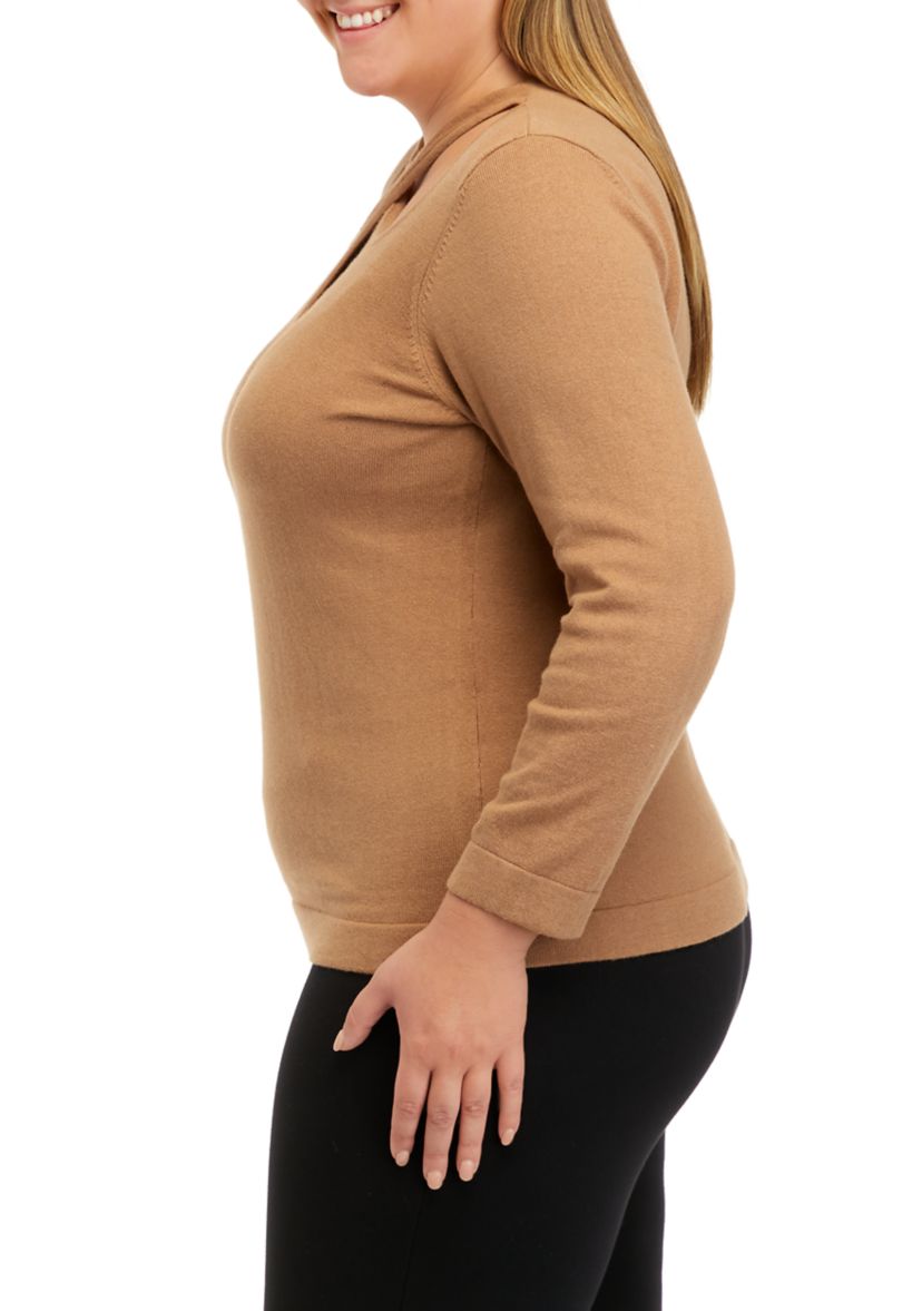 Plus Size Long Sleeve Crossover Top