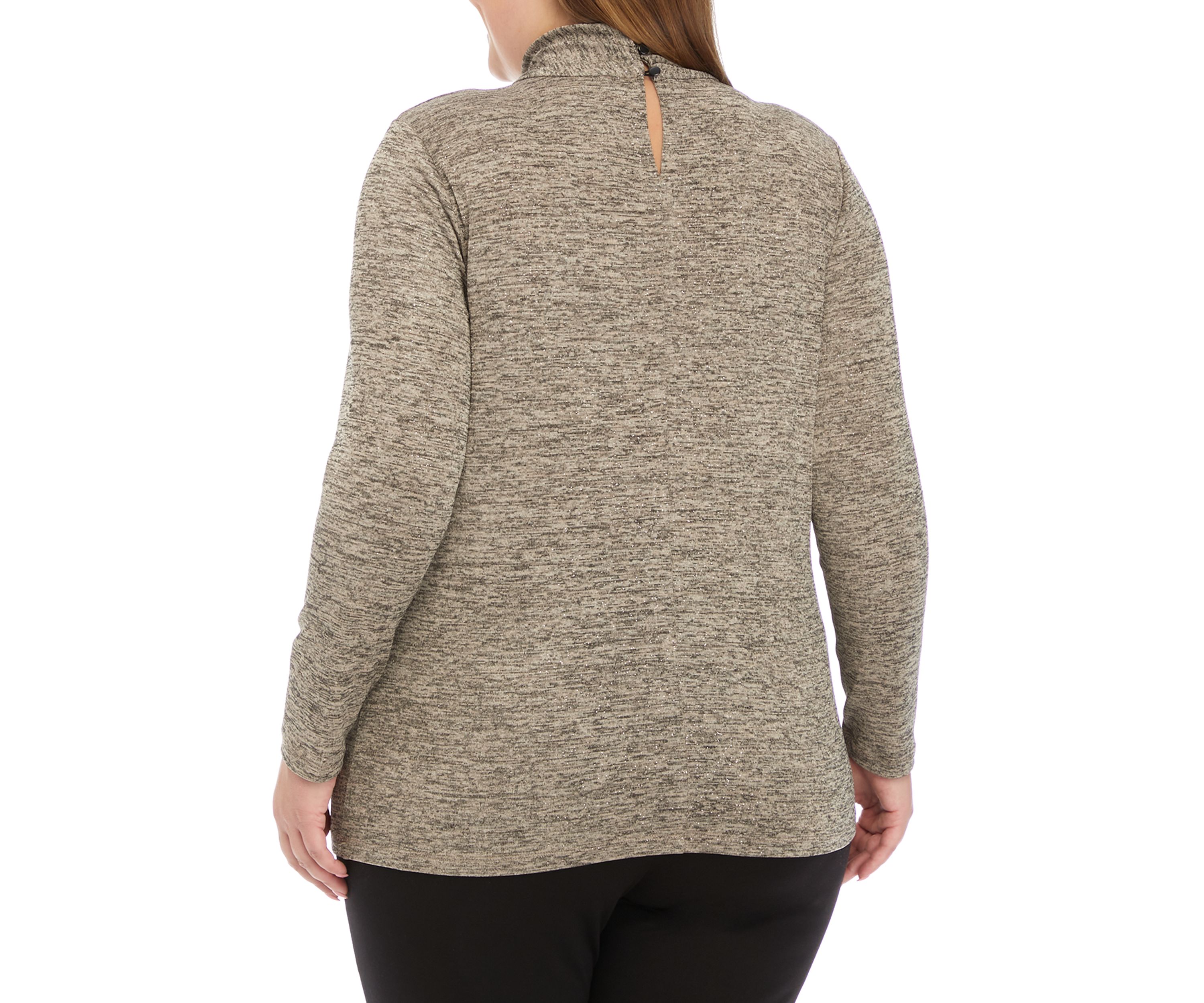 Plus Size Long Sleeve Novelty High Twist Neck Top