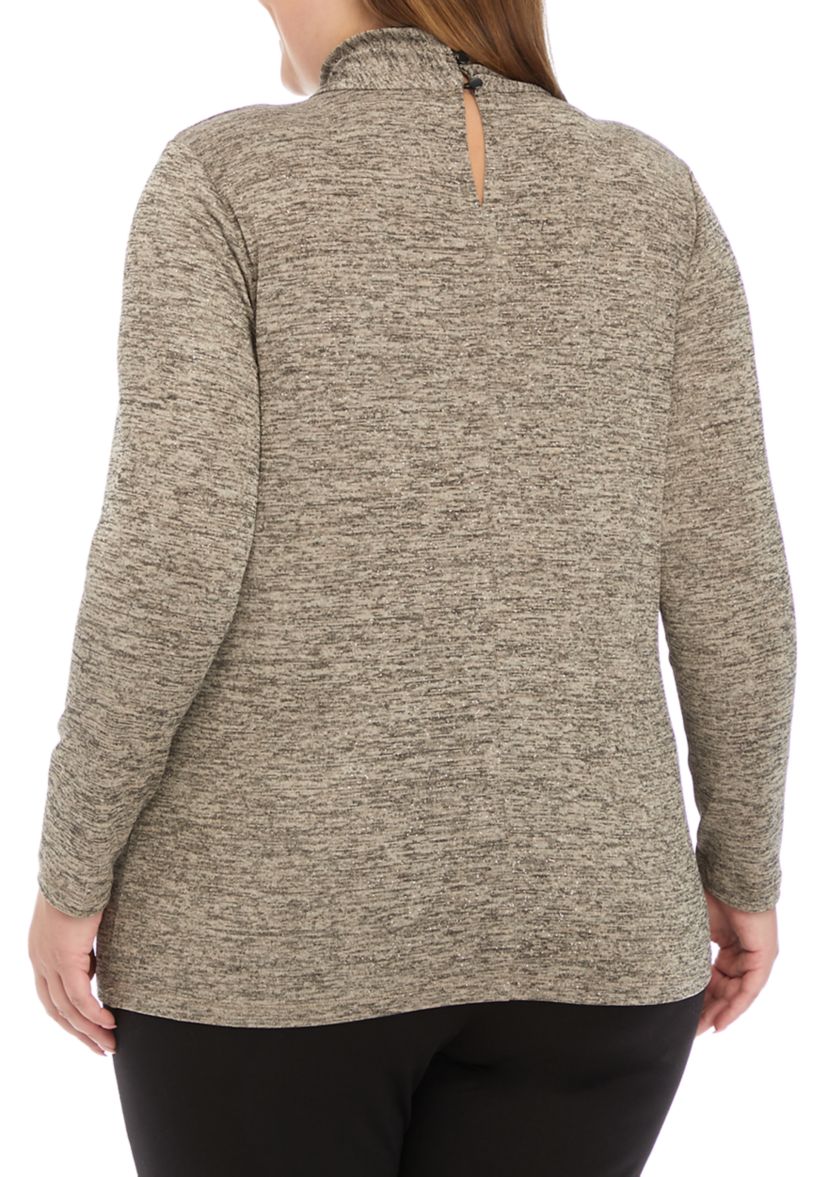 Plus Size Long Sleeve Novelty High Twist Neck Top