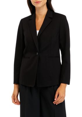 Anne Klein Women's Petite Compression Blazer, Black, PS